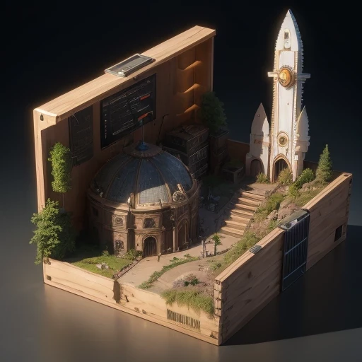 3598年Mars realistic model, (split ends, original photo, best quality, masterpiece:1.4),Steampunk Cyberpunk 6820 City,(CyberpunkMars light:1.3), Mars (related to land),(in a small nature box:1.3),Isometric, small nature, landscape on foundation,landscape,