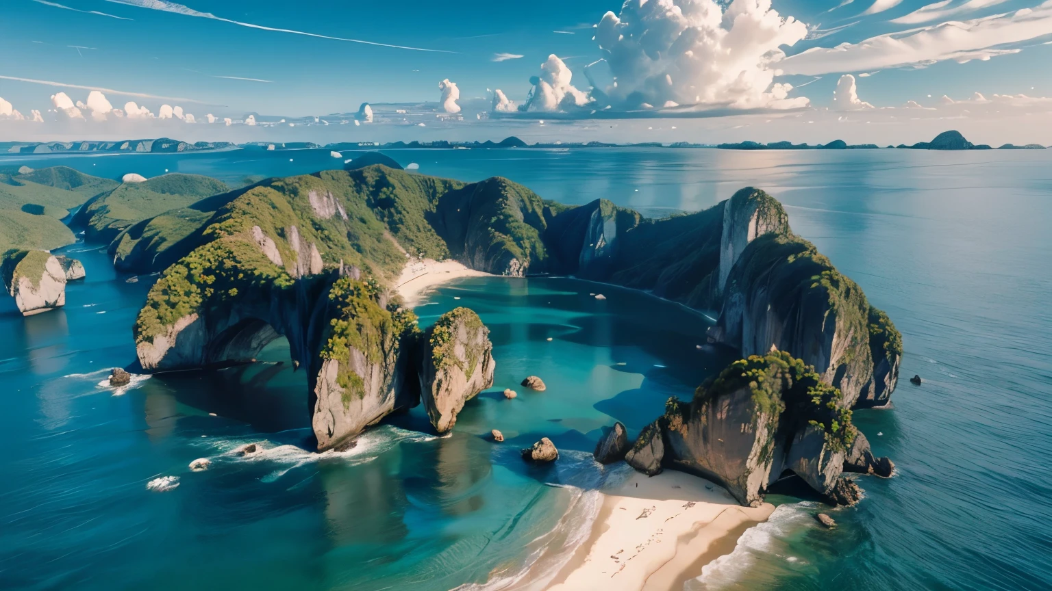 drone shot, view of the beautiful sea in Thailand.