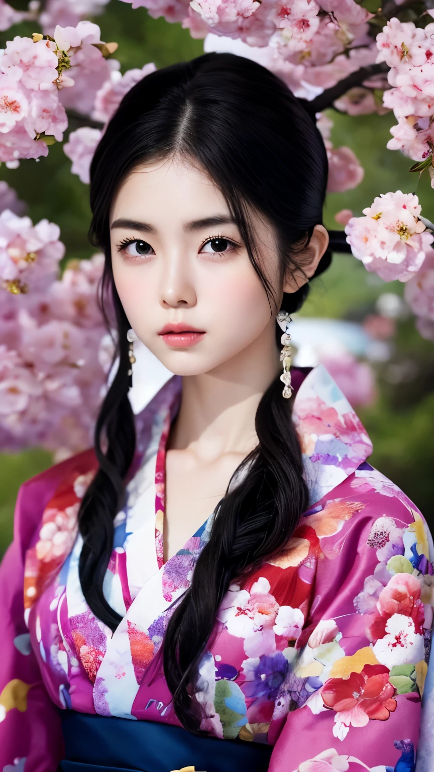 table top, highest quality, very delicate and beautiful girl,very delicate and beautiful, world masterpiece theater, Super detailed, very detailed, highest quality, very beautiful silky black hair,kimono,Japanese clothing,落ち着いた色合いのkimono,ナチュラルカラーのkimono, High resolution, very detailed,1 girl, highest quality, shape, looking at the viewer, Material, canvas, Oil, genuineistic, realist ,genuine,fantastic background,Otherworldly background,
