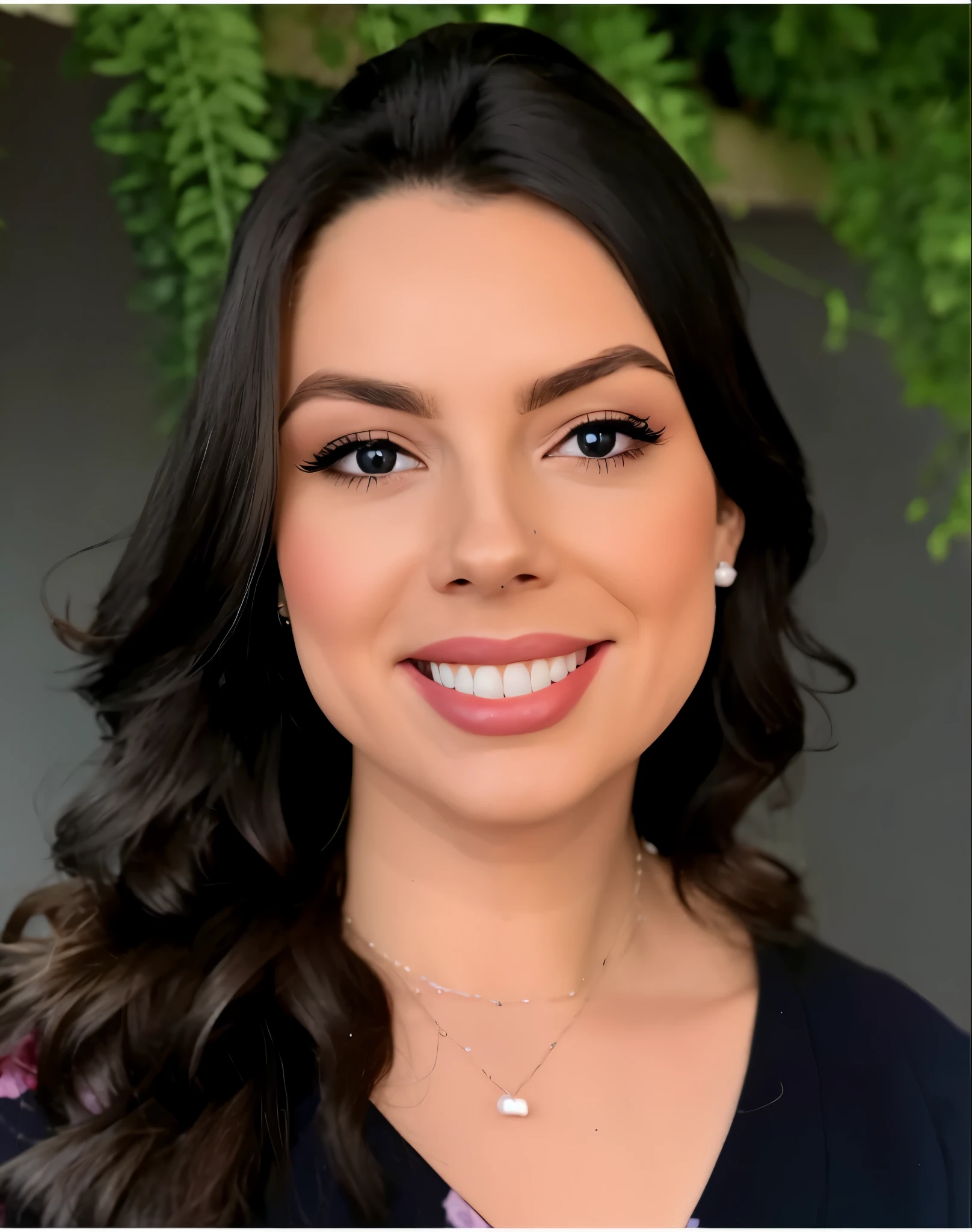 um close de uma mulher com cabelos longos e um colar,foto de perfil com headshot, linda mulher, foto profissional, embaralhamento dos namorados, headshot, com maquiagem profissional, foto profissional closeup, foto de perfil profissional,snub nose,blue eyes,detailed,white blouse, thick neck