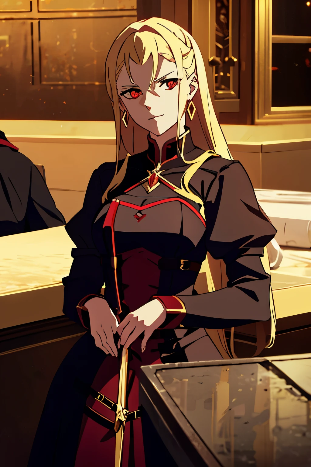 Lucrezia Borgia , Blonde , Red Eyes , Young girl , Assasin Class Servant , Fate Stay Night , very high quality , black dress