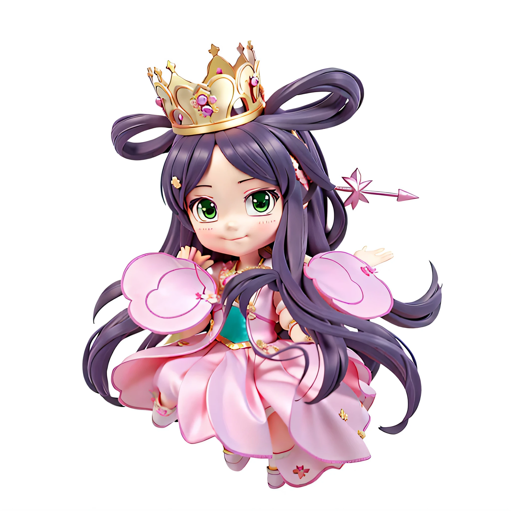 Anime girl with crown on her head, anime princess, royal elegant pose, princess girl, beautiful female princess, Hino Rei plays the princess, Anime cute art style, artificial intelligence princess, cute lazy princess, Cute anime waifu wearing nice clothes, style of magical girl, Portrait of a fairy tale princess,3d rendering，3d characters，4k，8k，ultra high definition