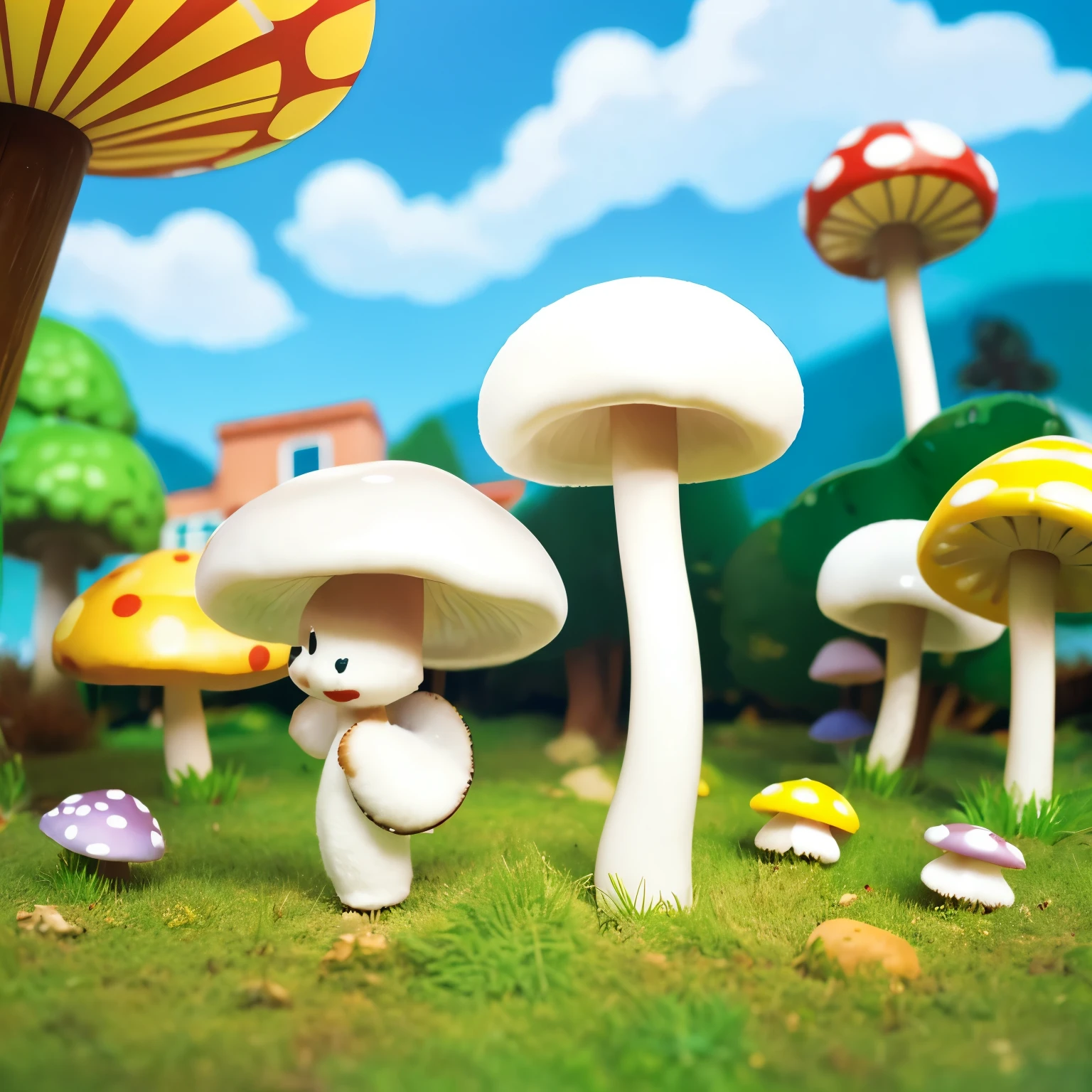 Fluffy white mushrooms, picture book