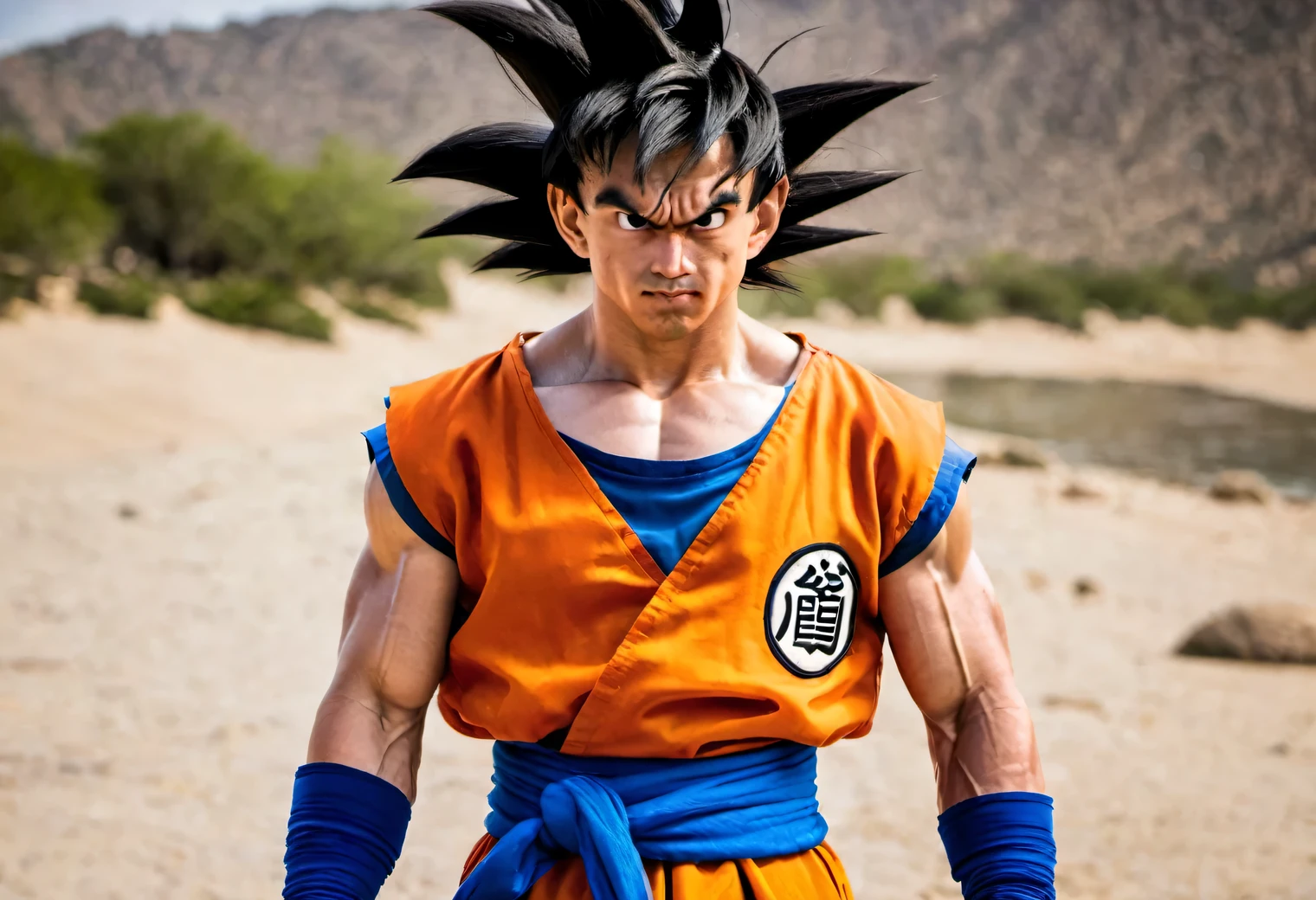 Son Goku Show (scratched) and Frieza from Dragon Ball, make them as realistic and natural as possible, high texture smoothing, high resolution objects, 32K, hyper detail, Surreal sci-fi style, DAZ 3D, Realistic brush strokes, unreal engine 5, Ultra-realistic rendering of details, Stunningly realistic graphics, Very detailed photo