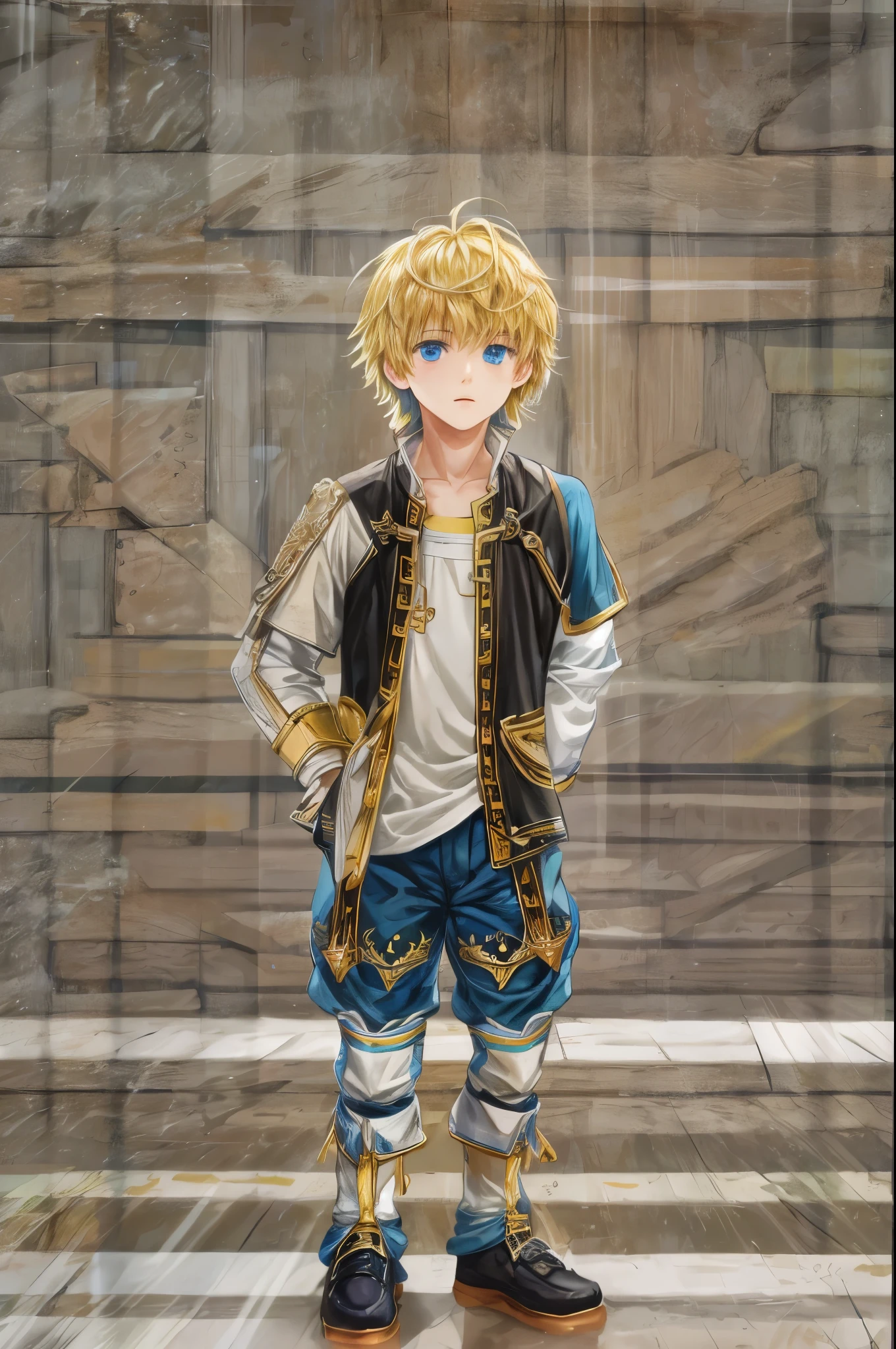 (absurdres, highres, simple detailed, HDR), simple masterpiece, best quality, 1 boy , short hair, handsome face, anime eyes, character from star ocean, simple interior, gnostic scenery
