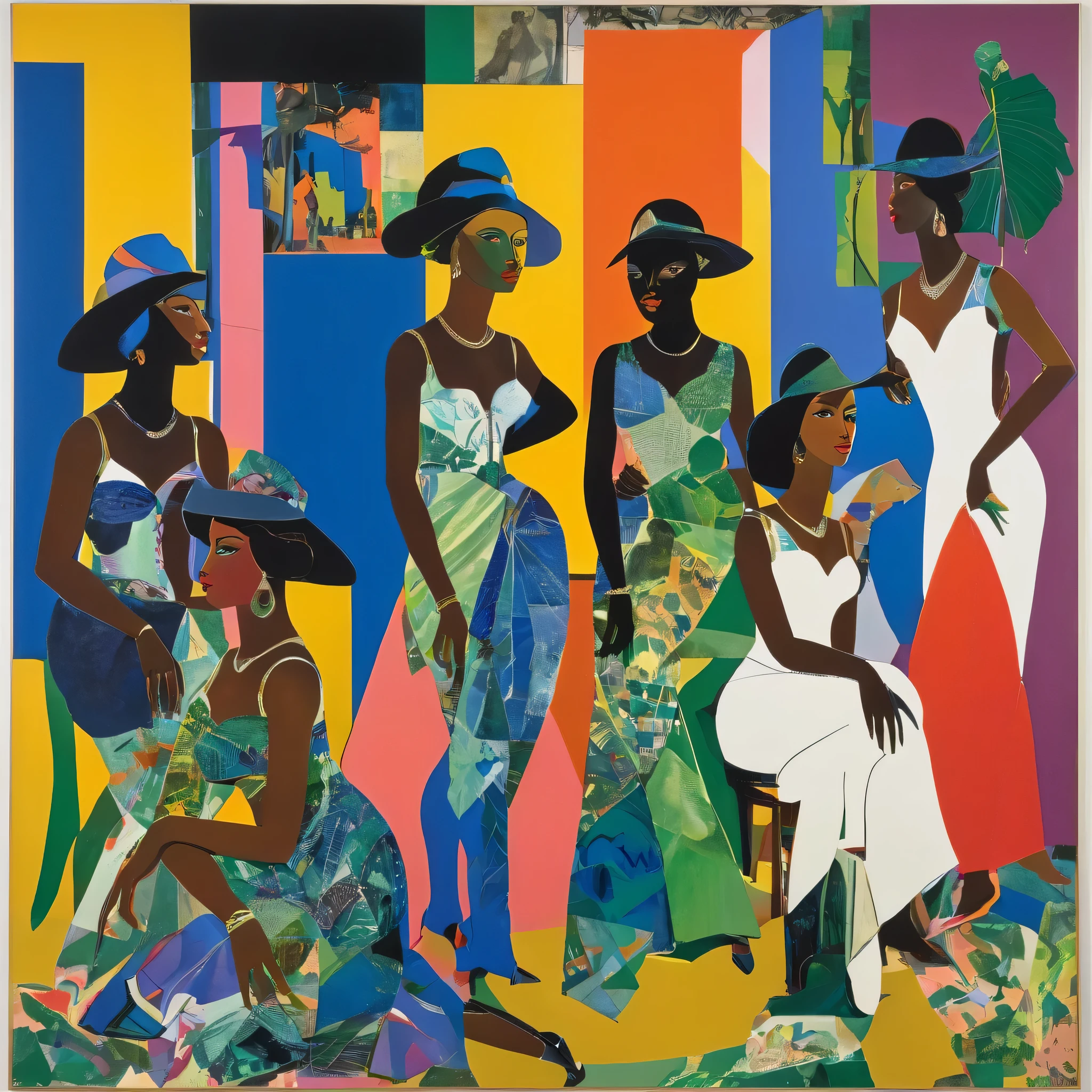 Oil on canvas painting of 3 beautiful dark skinned black african women gossiping, Victorian styled manion living room, black art, gorgeous black gown with gold embroidery, gorgeous african hairstyle, Transcendent african femininity, ethereal grace, masterpiece, high quality, (absurdres, highres, ultra detailed), beauty, sensual, high contrast, whole body visible, whole room visible, fully detailed background, rich furnishings