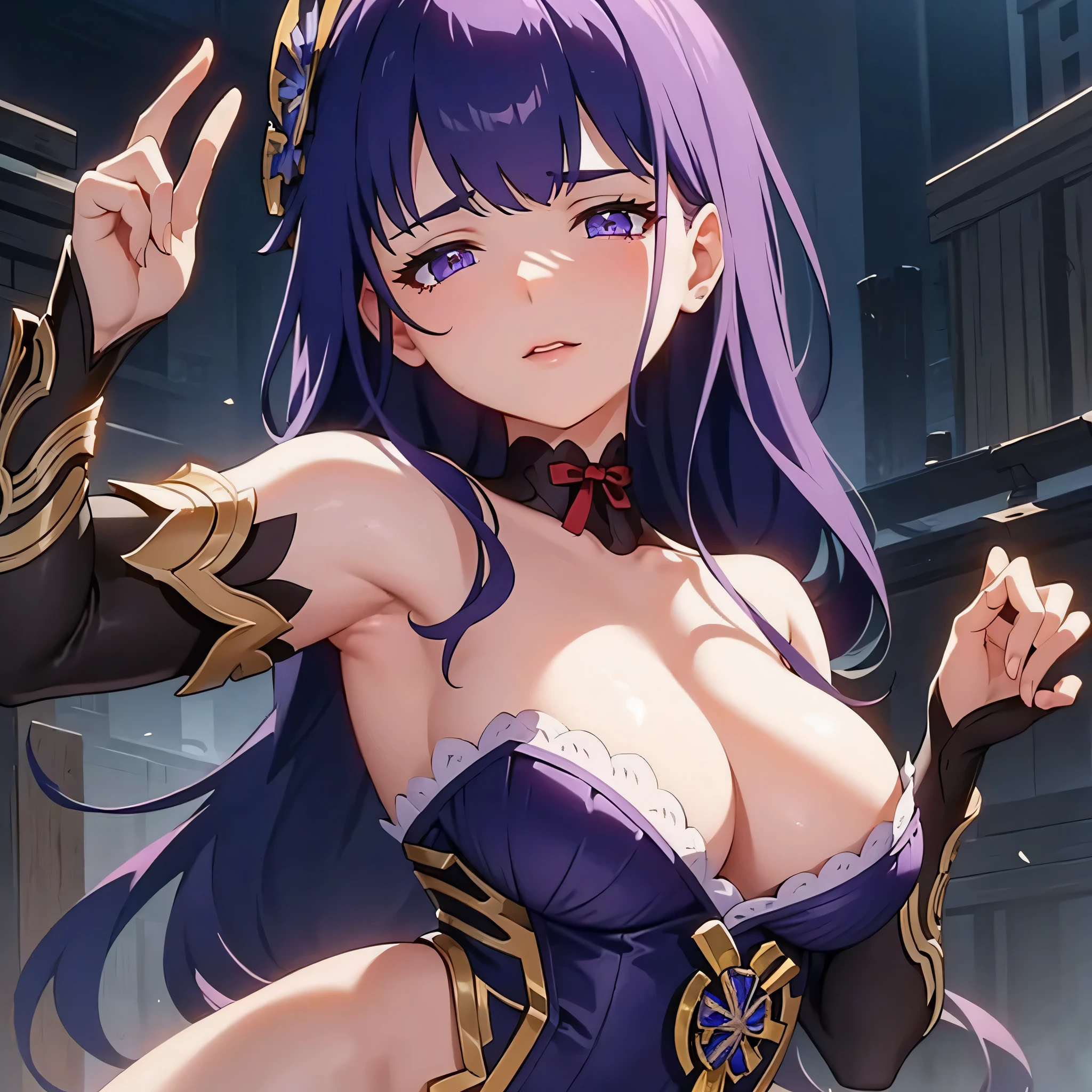 highly detailed, seductive erotic female scratched face, (busty, purpel hair), centered on the face, face focused, intricate eyes, shogun raiden
