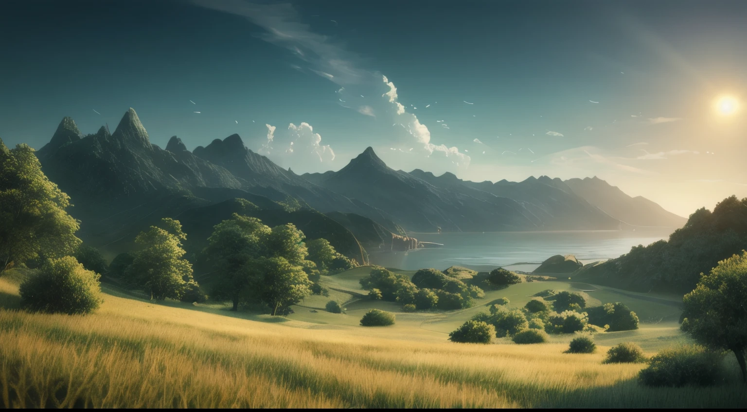quiet place, very fun, beautiful, calm and beautifully landscaped. realistic, 8k UHD, studio quality, surreal, maximum details, large-scale, Post-processing, realistic, realistic, photoshop, photograph, be familiar with, cinematic lighting, landscape, panorama, scenery, ray tracing, cinema 4d