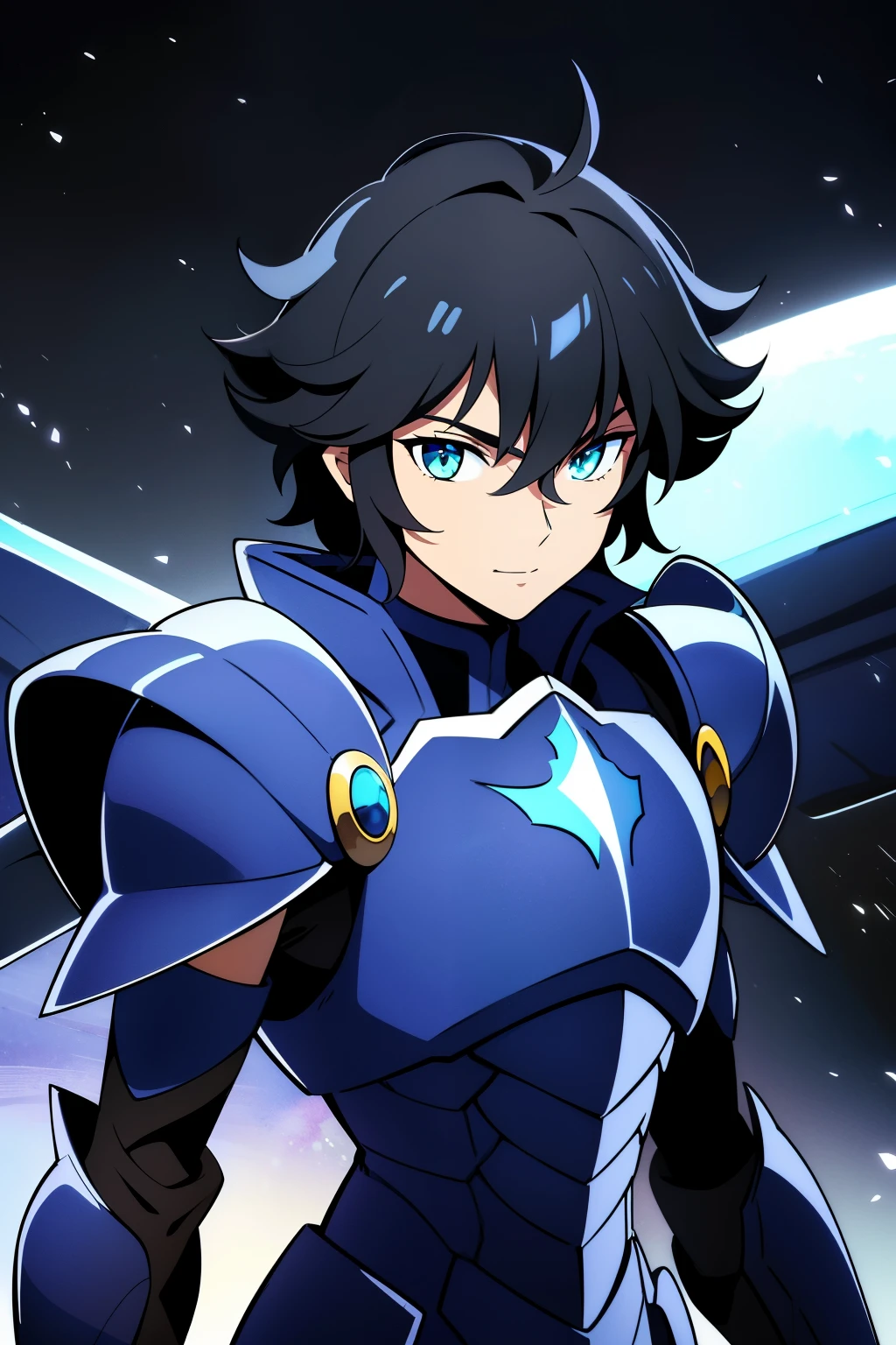 (high-quality, breathtaking),(expressive eyes, perfect face), 1boy, male, solo, half body, armor, dark onyx purple armor, saint seiya armor, spectre armor, fantasy armor, black hair, shortlength hair, yellow eyes, ( watercolor \(medium\), black background, small smile, zoom out, stylized hairstyle, narrow eyes
