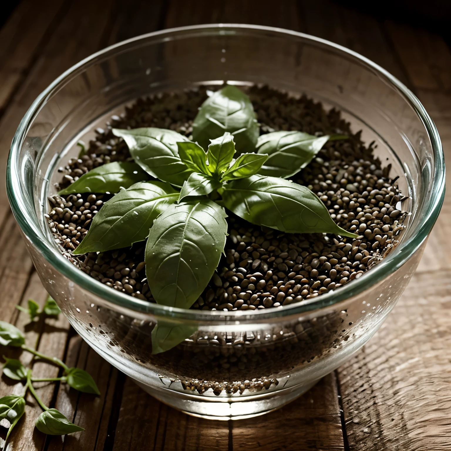 Only Basil seeds in water with clear