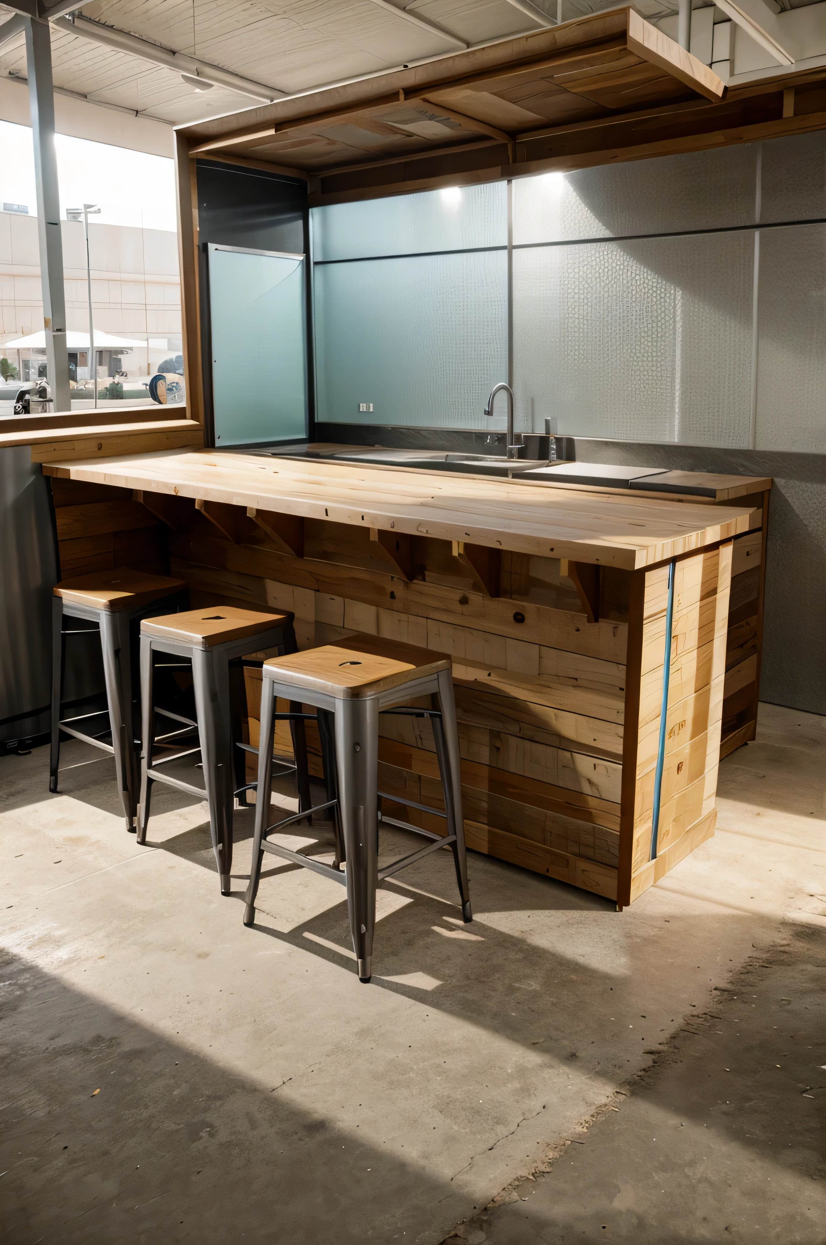 sustainable exhibition stand 3x4m, recyclable materials, conceito aberto, counter and seats