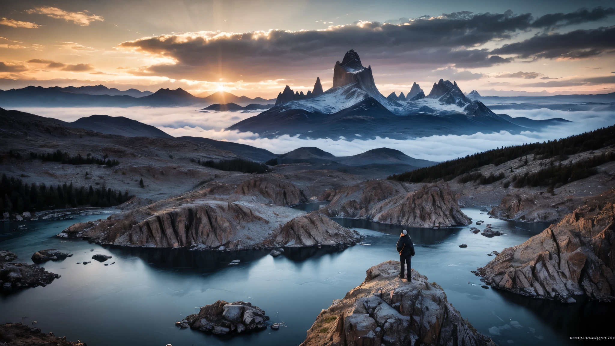 A breathtaking vista of the rugged, snow-dusted granite spires of Patagonia piercing through a sea of ethereal clouds at dawn. (best quality,4k,8k,highres,masterpiece:1.2),ultra-detailed,(realistic,photorealistic,photo-realistic:1.37),HDR,UHD,studio lighting,ultra-fine painting,sharp focus,physically-based rendering,extreme detail description,professional,vivid colors,bokeh,portraits,landscape,photography,colorful palette,dramatic lighting