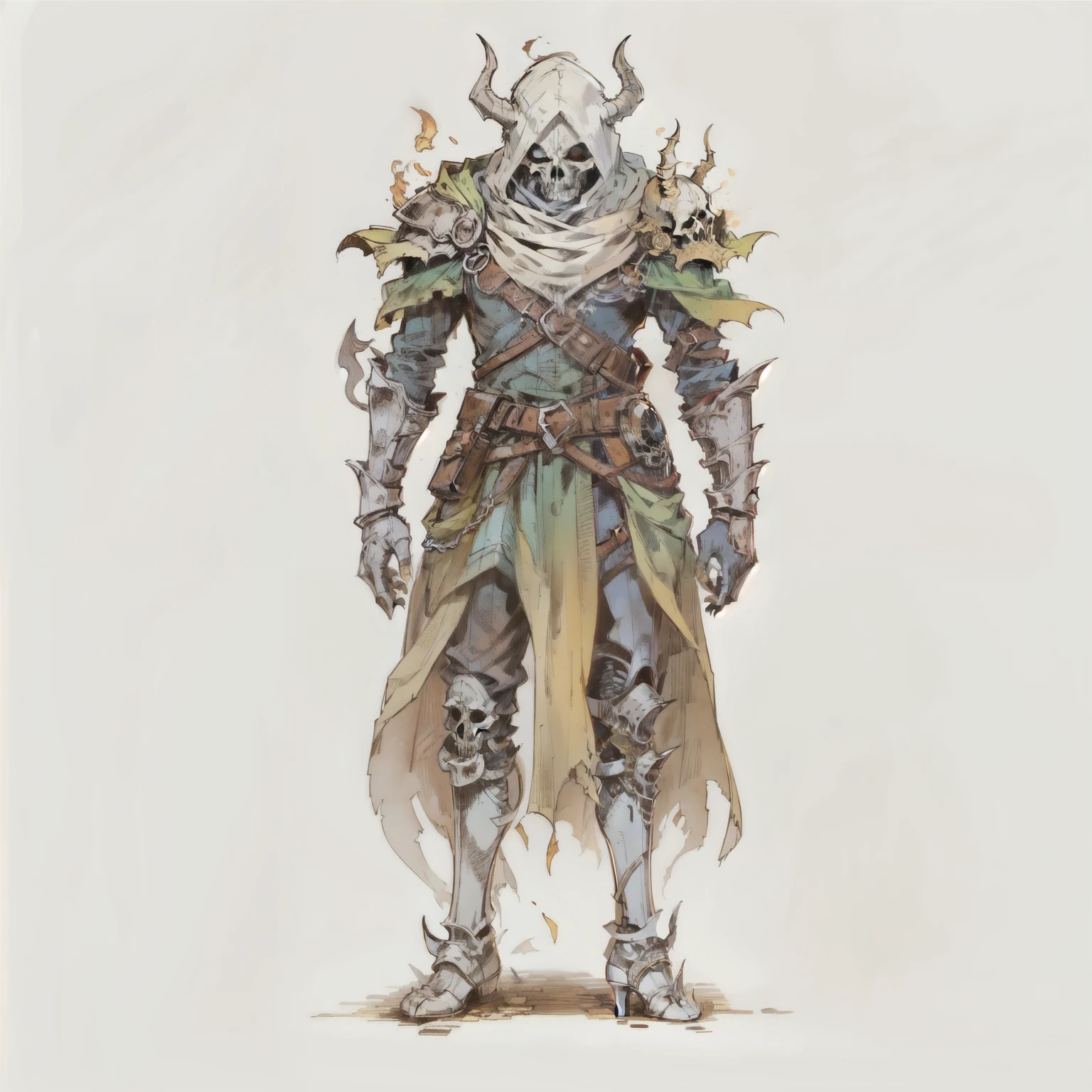 1 Homem com sobretudo preto, sem fundo, demon skull mask, olhos vermelhos, Cloak of Darkness, Elder lich