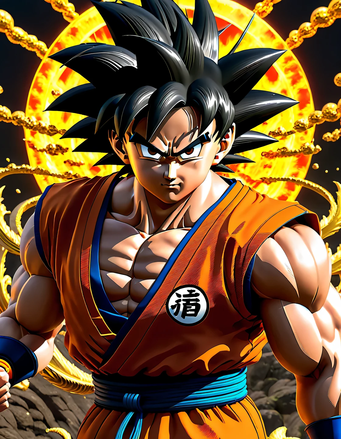 Son Goku Show (scratched) and Frieza from Dragon Ball, make them as realistic and natural as possible, high texture smoothing, high resolution objects, 32K, hyper detail, Surreal sci-fi style, DAZ 3D, Realistic brush strokes, unreal engine 5, Ultra-realistic rendering of details, Stunningly realistic graphics, Very detailed photo