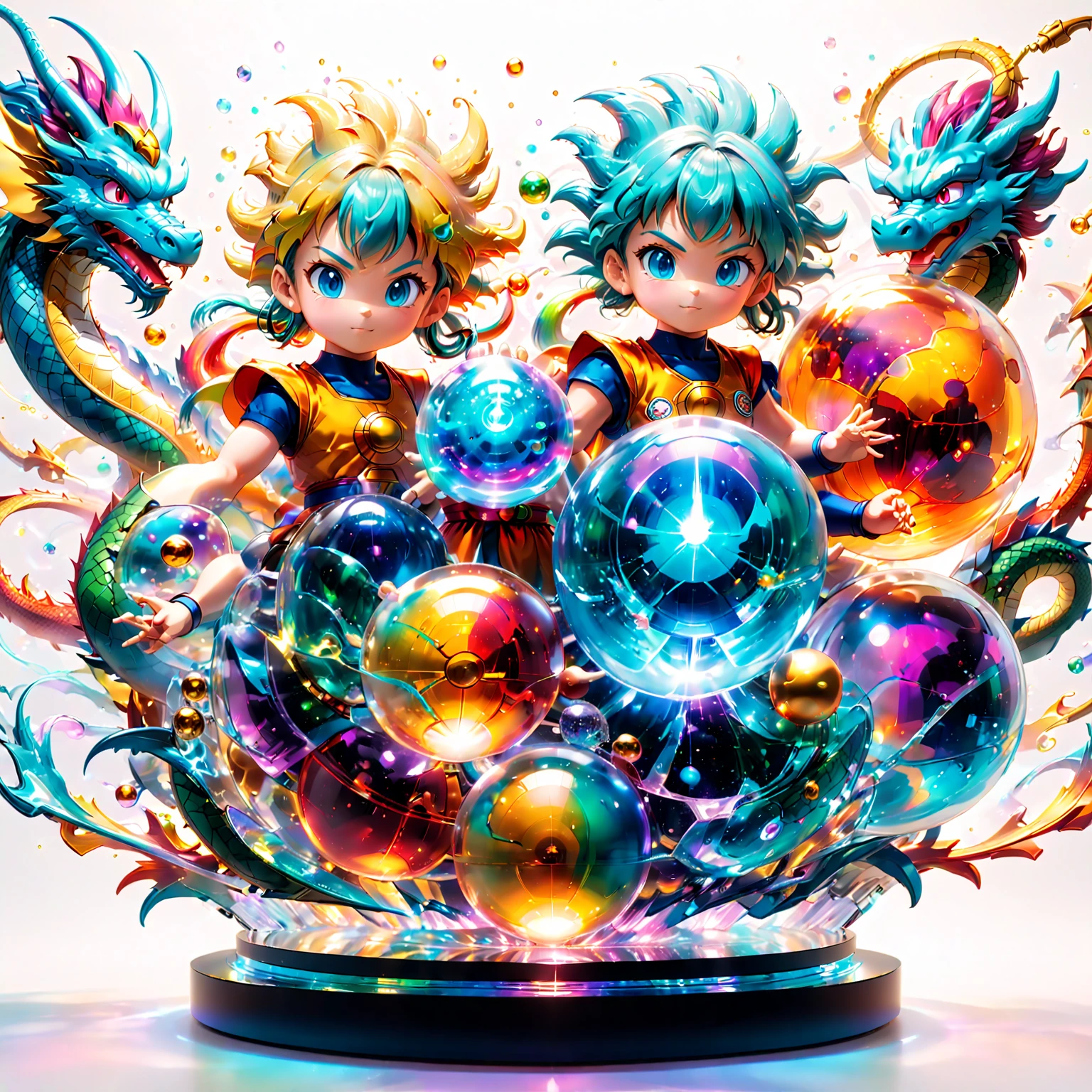 Dragon Ball漫画人物，Sun Wukong，((Boomer))，Encounter at Baozi Mountain，Four Star Dragon Ball，小悟空正将Four Star Dragon Ball交给布尔玛，Verdant jungle，Towering trees and dense shrubbery create a vibrant backdrop，The entire picture adopts the techniques of comics and illustrations，Show the innocence of childhood and the warmth of friendship。