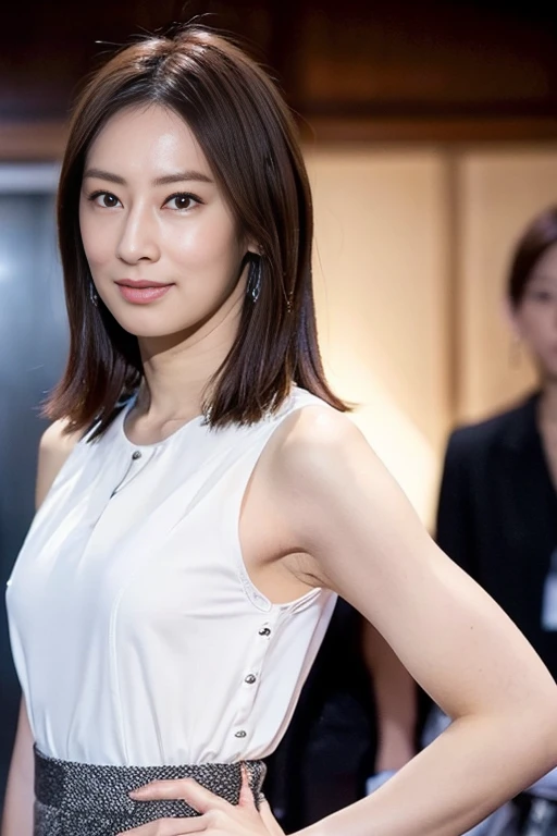 (floral mini skirt,detailed design),(exposed,buttoned white shirt:1.4、small breasts、No bra、nipple), (office lady),whole body、 RAW photo, realistic:1.6, quality:1.5, 8k, masterpiece:1.3, ultra high resolution:1.0, sharp focus:1.2, (big breasts:1.4), beautiful woman with perfect figure, Highly detailed face and skin texture, fine eyes, double eyelid, perfect facial balance, (smile:1.1), ((brown hair、Shiny hair:1.3)), Soft light in a beautiful studio, rim light, vivid details, surreal, octane rendering, fine and beautiful skin, realistic skin, (look at the audience), (The background is a high-rise floor made entirely of glass.), standing pose、There is a male boss next to me.