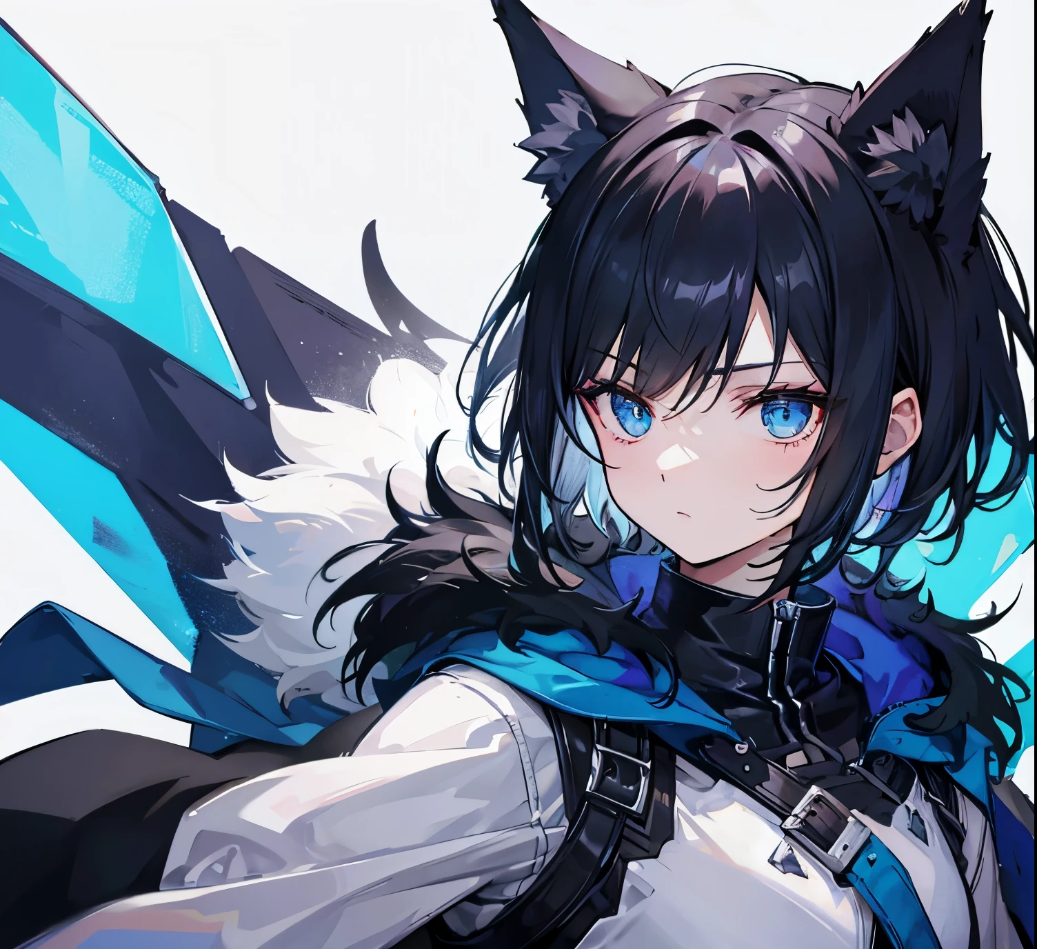 Wolf,blue eyes,wolf ears,black fur,male,black hair,sideburns,short hair,high resolution