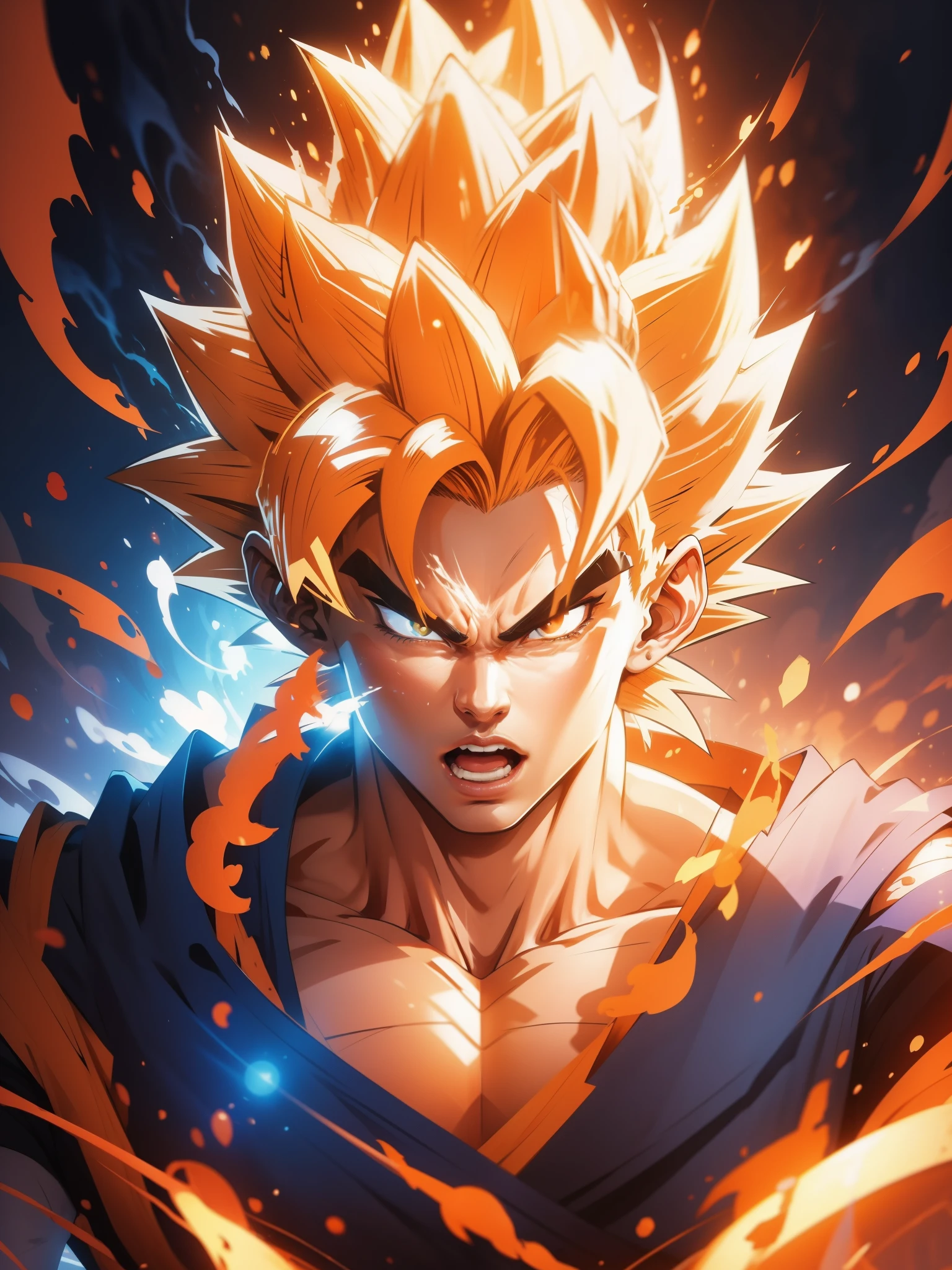 Dragon Ball Goku cartoon rendering simple aesthetic high-definition detail processing flat design sense clear outline exaggerated expression bright color filling pure background