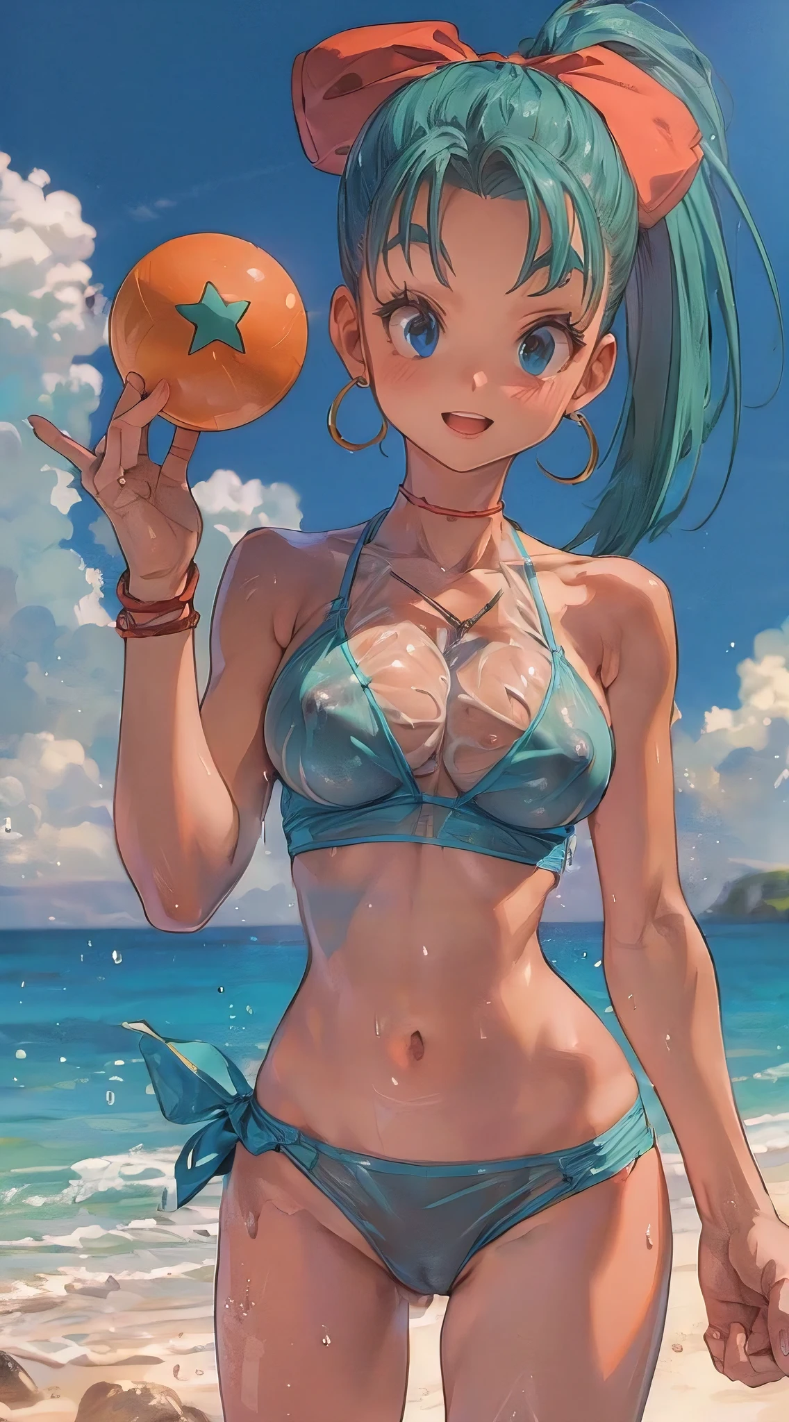 (huge breasts, transparent, wet, visible nipples:1.3)
