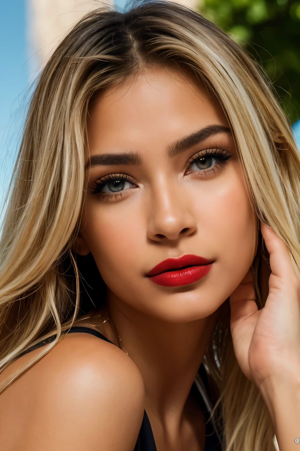 (Obra maestra), (Mejor calidad:1.0), (ultra high resolution:1.0), retrato, 1 chica, Detallado hermoso, enfoque facial, (heavy mascara), (vivid lipstick), chica muy femenina, pechos grandes, cabello muy largo, cara de argentina, Fondo de pantalla 8K, (cabello blanco y colorido), mujer hermosa,  constituir, polainas, cuerpo completo, mujer latina, mirando a la camara, mirada seductora, ojos marrones