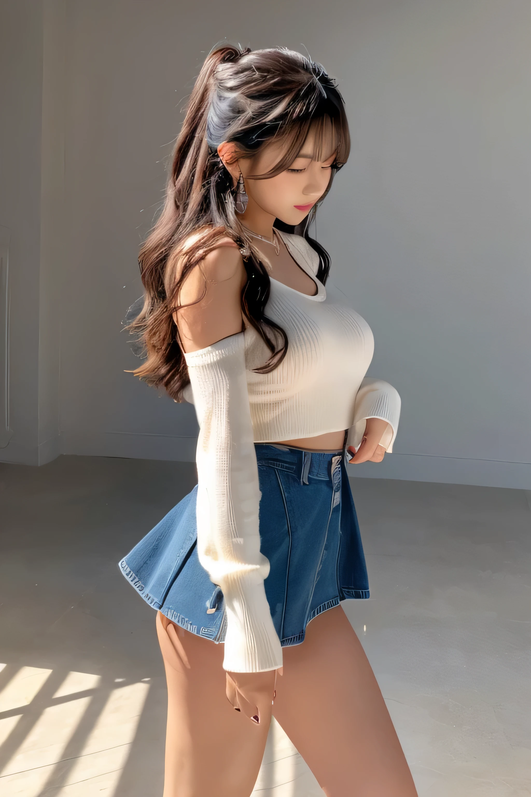 ((masterpiece, highest quality))whole body,,super mini skirt,pretty girl,