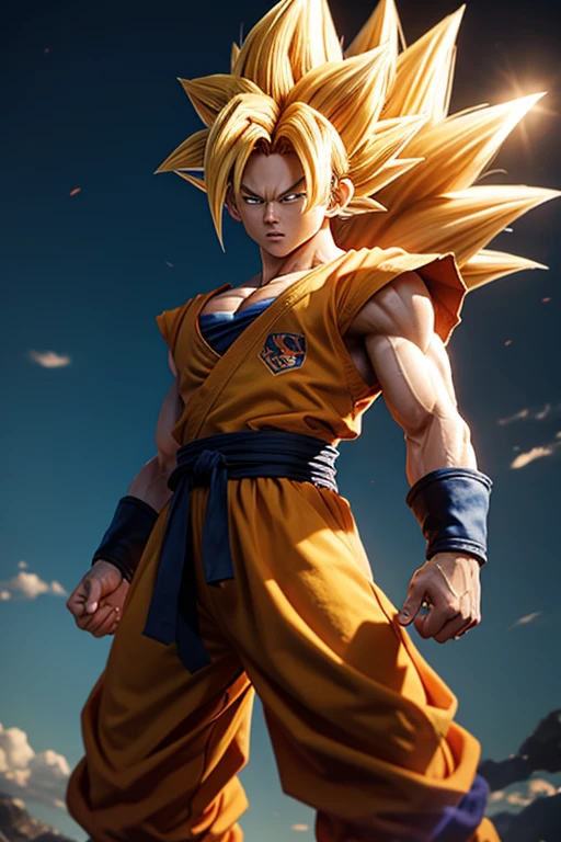 Create an image of Goku from Dragonball Z in his Super Saiyan form.