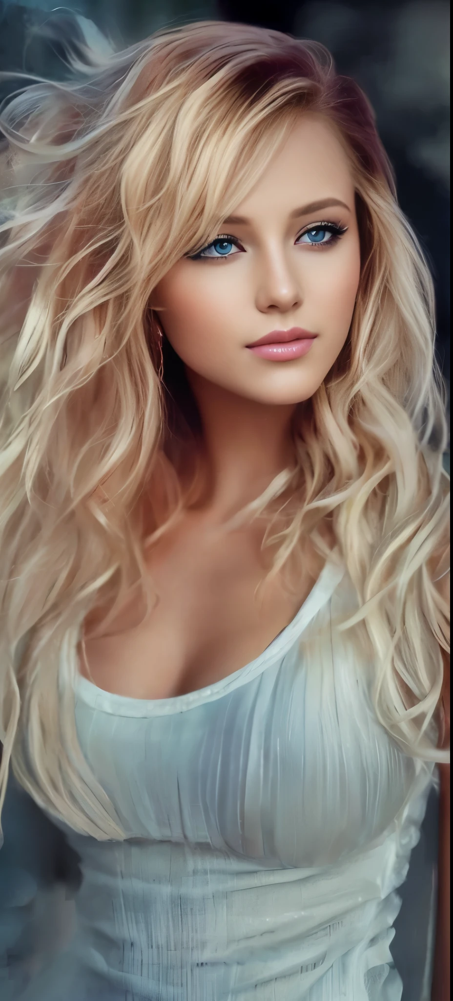 blonde woman with blue eyes and long hair posing for a picture, beautiful blonde woman, beautiful blonde girl, blonde woman, beautiful blonde hair, a girl with blonde hair, blonde girl, flowing blonde hair, sultry digital painting, blonde goddess, blonde flowing hair, blonde and attractive features, a gorgeous blonde, gorgeous digital painting, realistic digital painting, airbrush digital oil painting