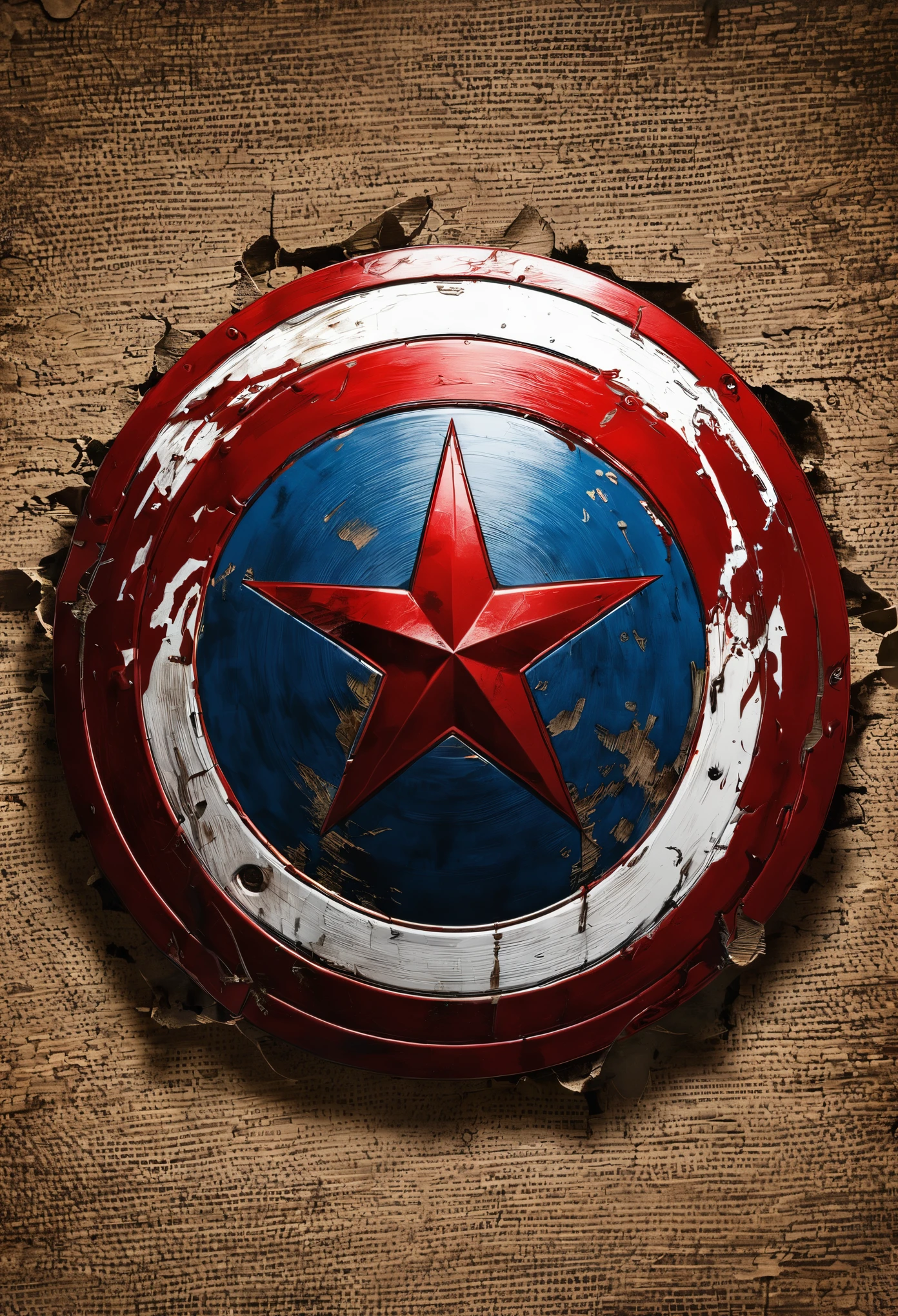 Captain america shield web logo bad version, with the words L2america and a rustic style, destruido o desgastado, bathed in red blood 