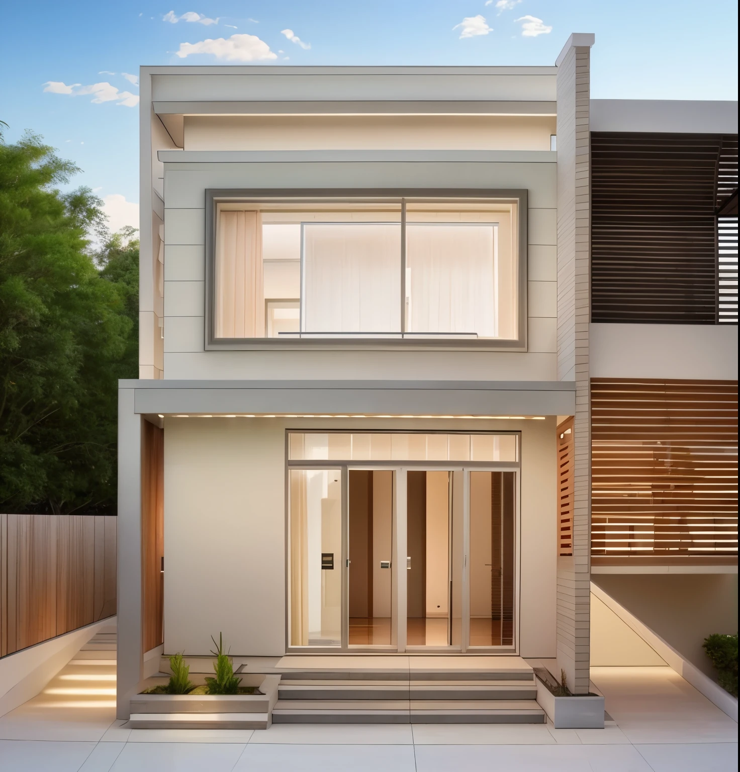 a rendering of a modern house with a large front yard, high quality rendering, precise architectural rendering, exterior design, modern house, beautiful rendering, contemporary house, realistic architecture, render to resolute perfection, very realistic render, professional render, one house, complete house, inter dimensional villa, realistic rendering, architectural rendering, realistic render
