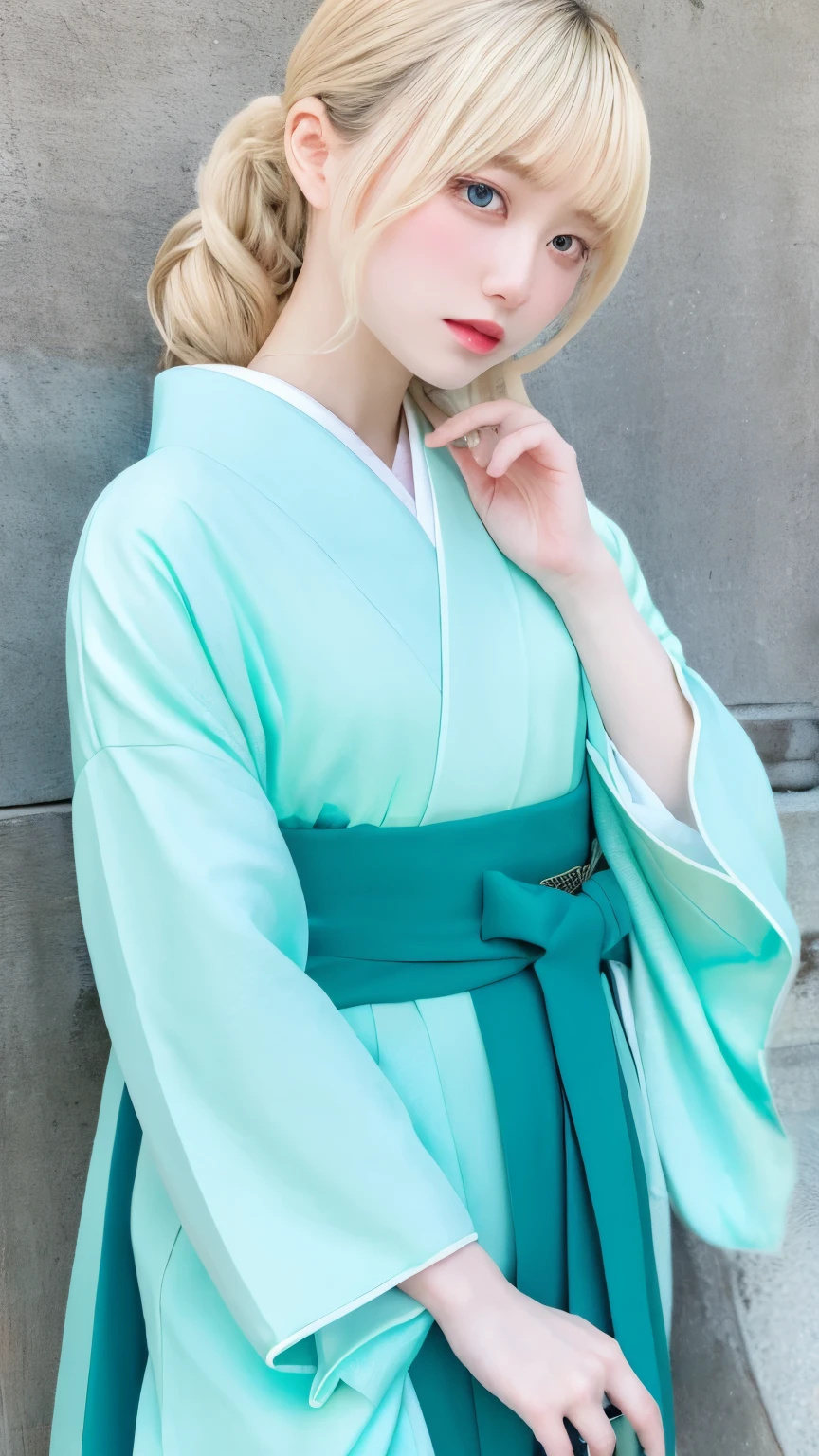 table top, highest quality, very delicate and beautiful girl,very delicate and beautiful, world masterpiece theater, Super detailed, very detailed, highest quality, very beautiful silky blonde,kimono,Japanese clothing,落ち着いた色合いのkimono,地味な色のkimono, High resolution, very detailed,1 girl, highest quality, shape, looking at the viewer, Material, canvas, Oil, genuineistic, realist ,genuine,fantastic background,Otherworldly background,
