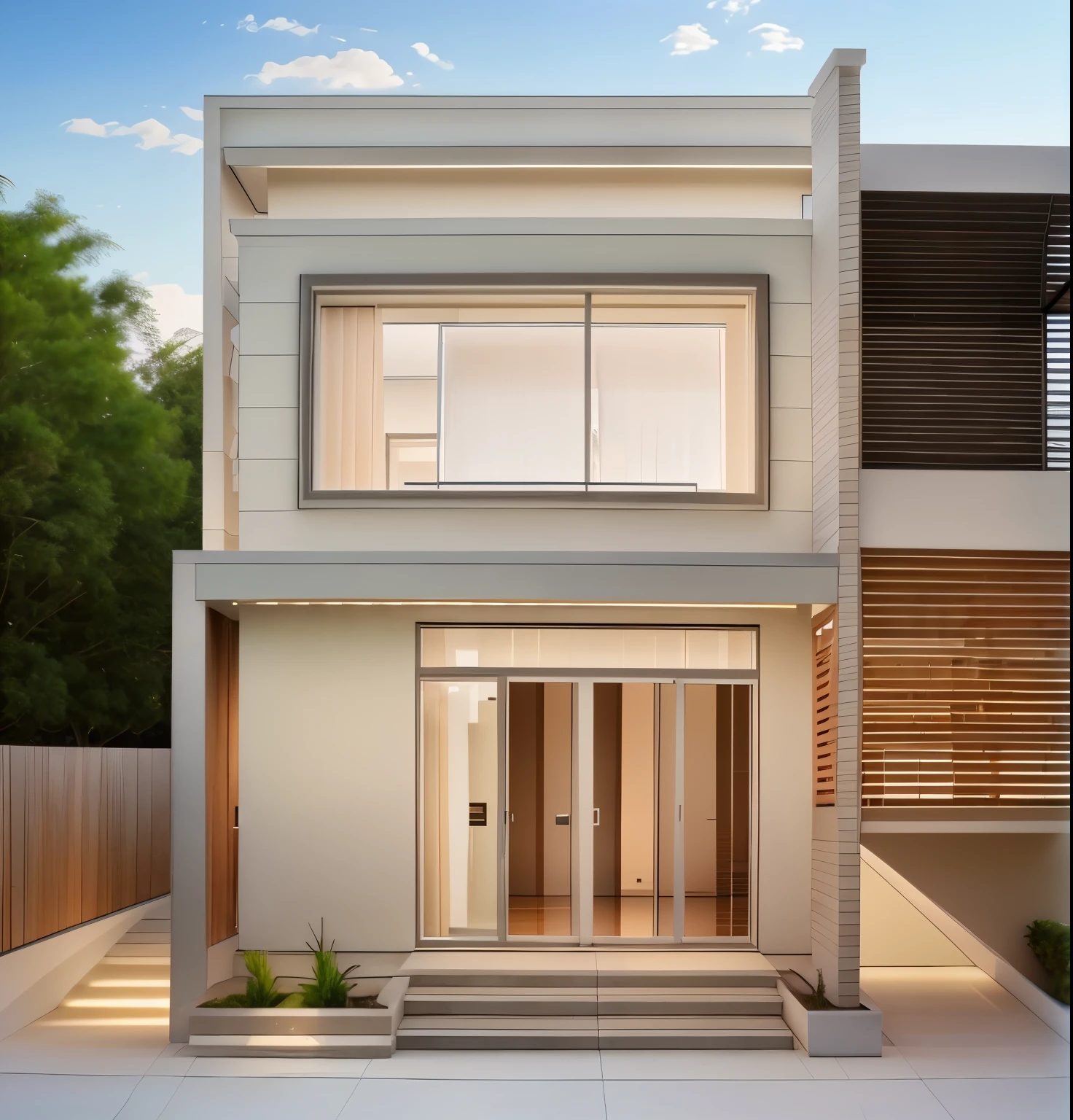 a rendering of a modern house with a large front yard, high quality rendering, precise architectural rendering, exterior design, modern house, beautiful rendering, contemporary house, realistic architecture, render to resolute perfection, very realistic render, professional render, one house, complete house, inter dimensional villa, realistic rendering, architectural rendering, realistic render
