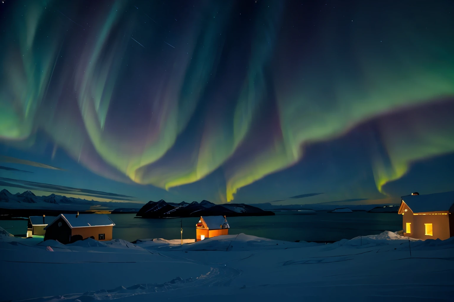 Aurora borealis: The dancing, colorful lights painting the winter sky in polar regions, captivating observers with their beauty.