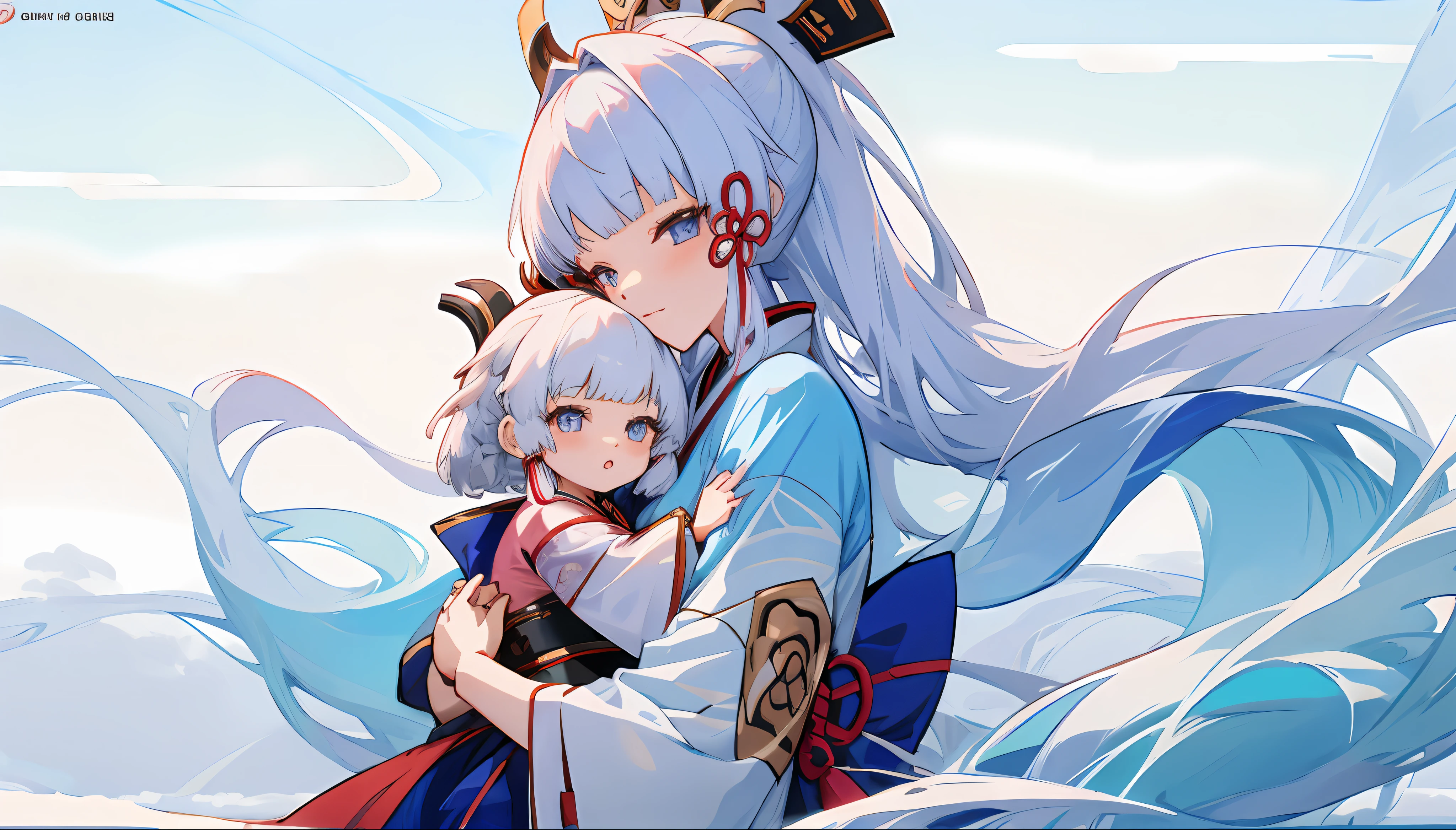 anime image of two women dressed in traditional japanese clothing in snow, palace ， a girl in hanfu, wlop and sakimichan, white haired deity, characters from azur lane, anime fantasy illustration, from the azur lane videogame, genshin, artwork in the style of guweiz, onmyoji detailed art, two beautiful anime girls, mother and 