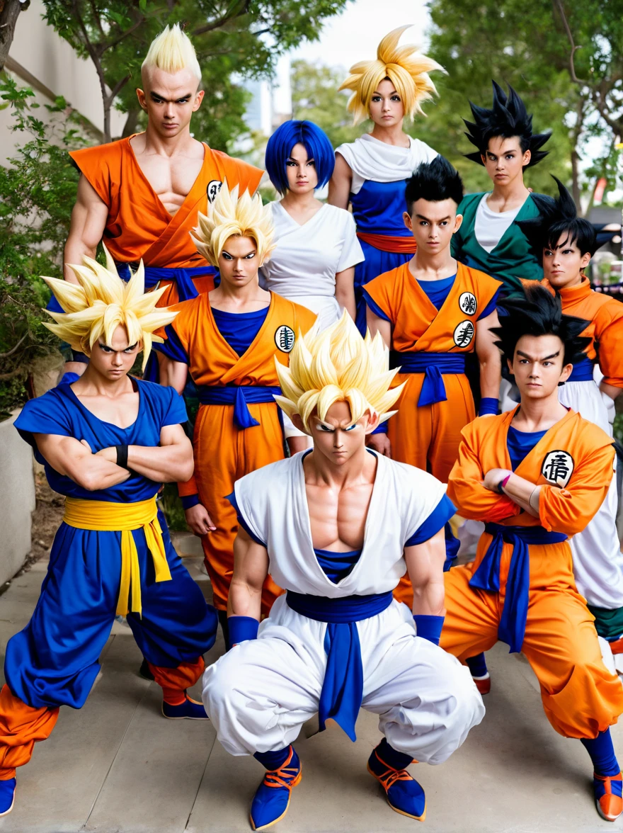 Realistic, Dragonball cosplay, Dragonball on real life, Dragonball style, Dragonball random, several people, each dressed in a dragonball costume