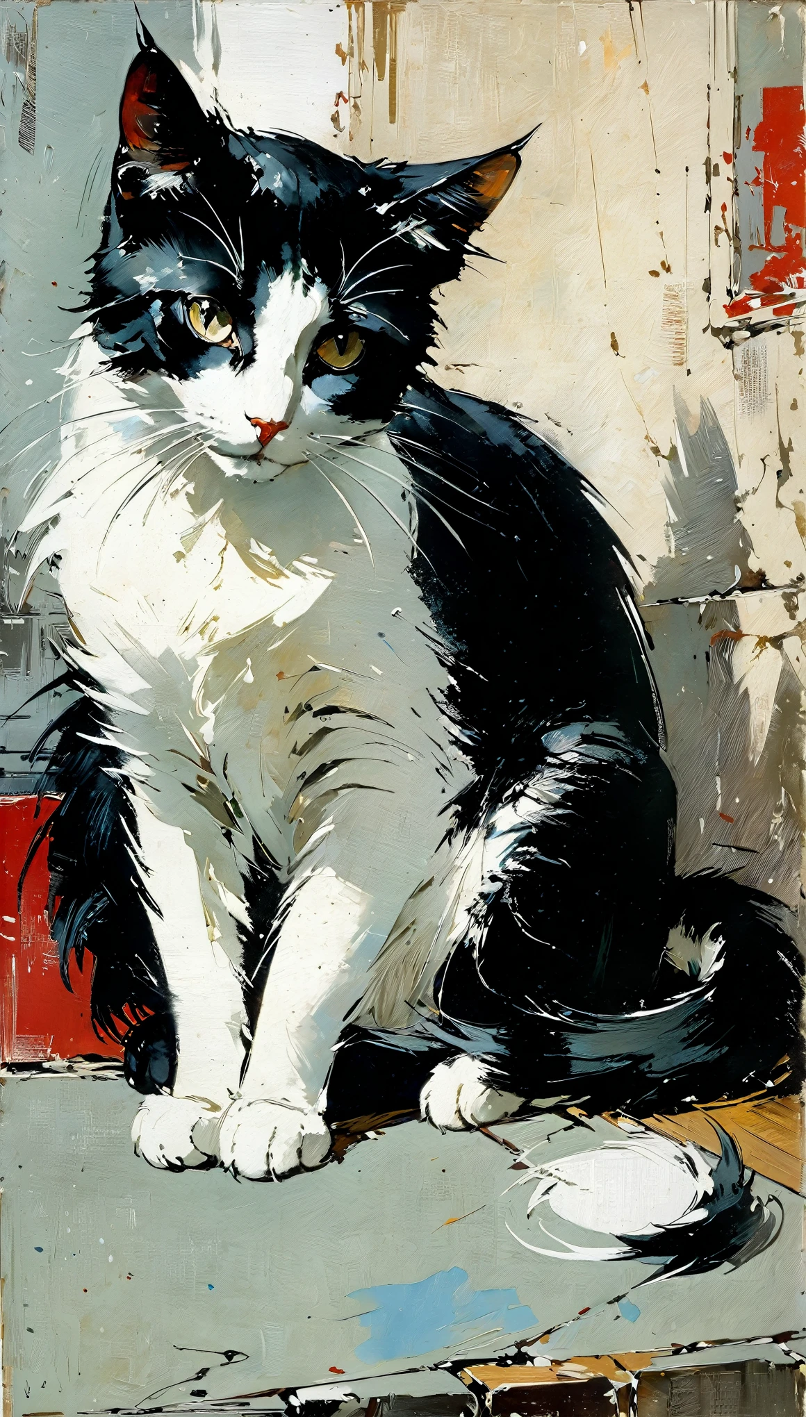 feline animal painting, Antonio Mancini