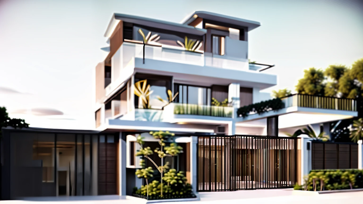 a rendering of a modern house with a circular balcony and a balcony, concept house, architectural visualisation, award-winning render, realistic architecture, rounded architecture, architectural render, high quality rendering, precise architectural rendering, highly rendered!!, very realistic 3 d render, stunning render, architectural visualization, realistic concept, a photorealistic rendering, exterior design, professional render, ultra modern