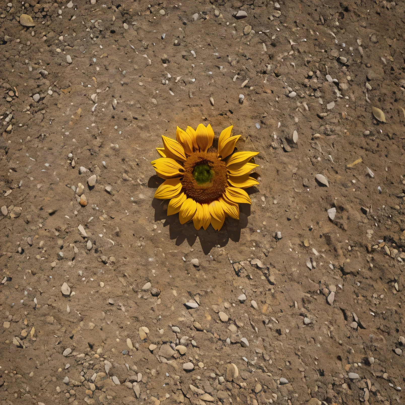 sunflower，on stone ground。look down，actual，HD，everyday，best quality，sunflower花瓣，精緻actual，texture