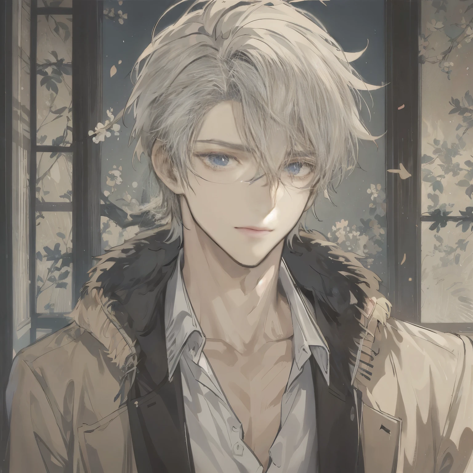 male,mature man,Handsome,simple pictures,Anime style gentle,HD,man