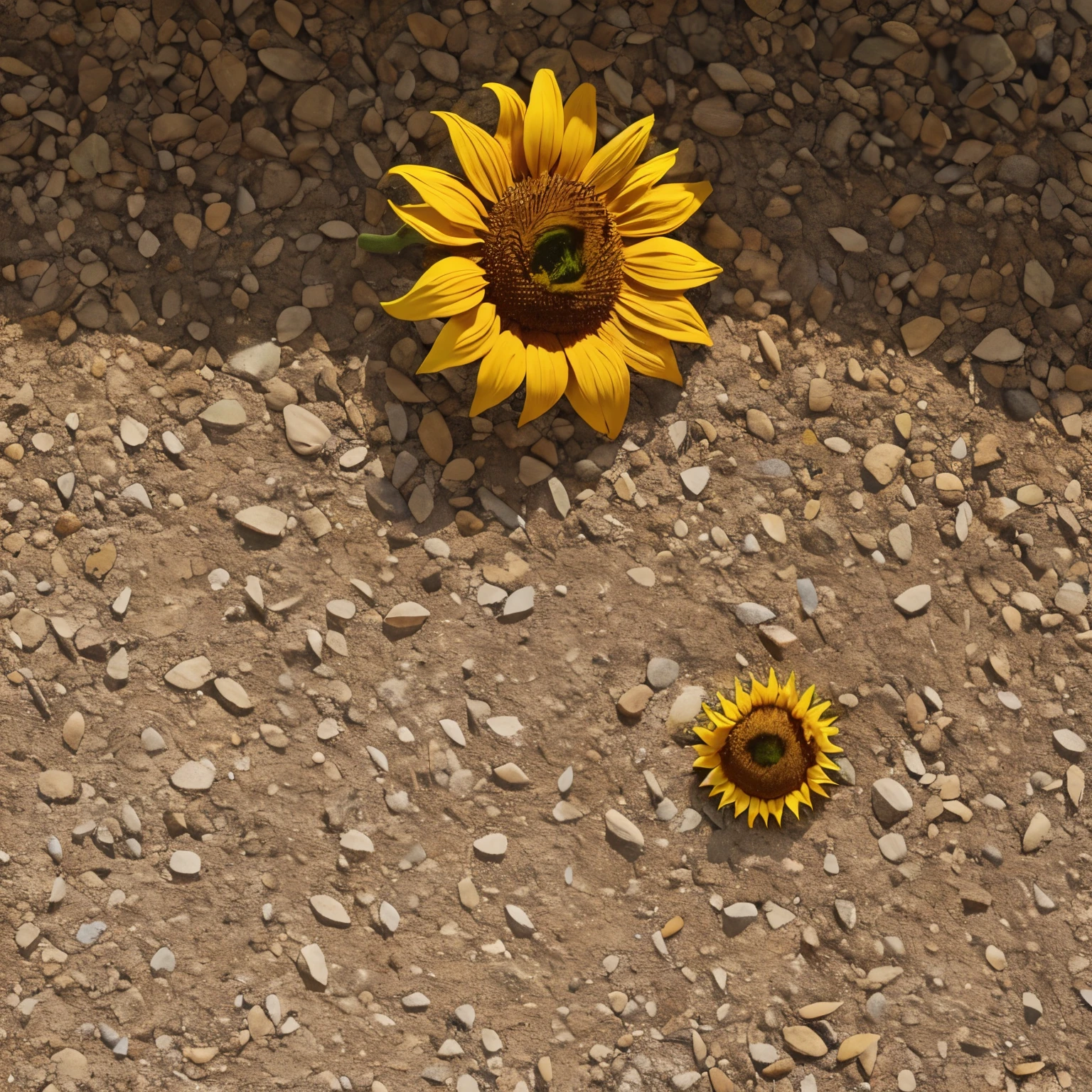 sunflower,on stone ground。look down,actual,HD,everyday,best quality,sunflower花瓣,精緻actual,texture