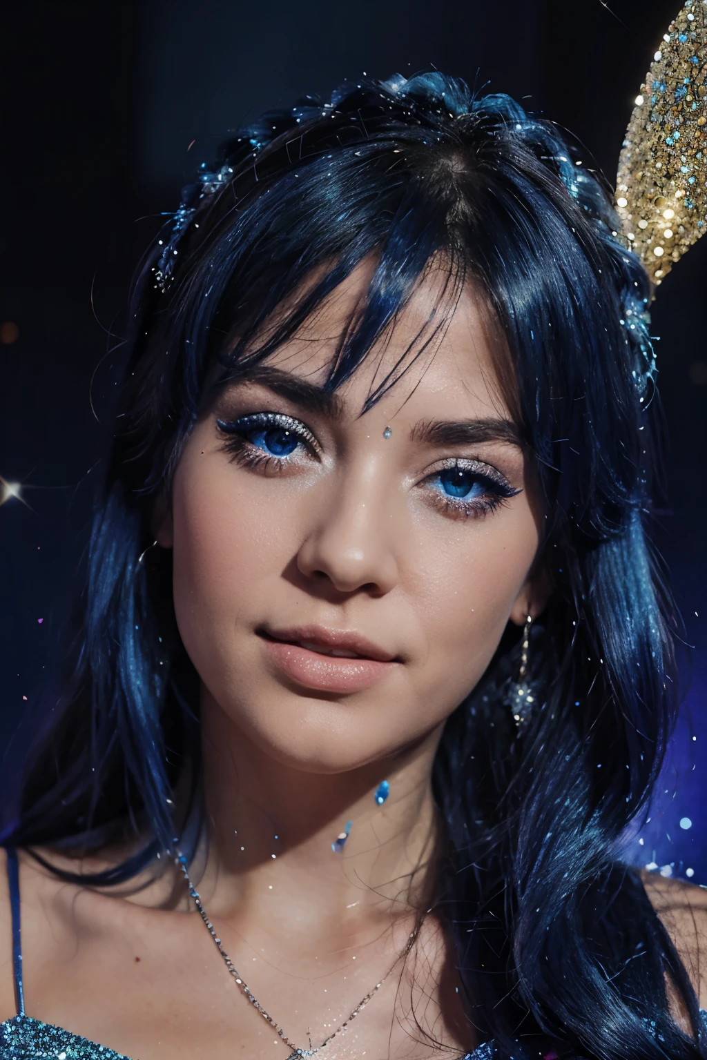 poster saying love is beautiful in blue with glitter glitter
