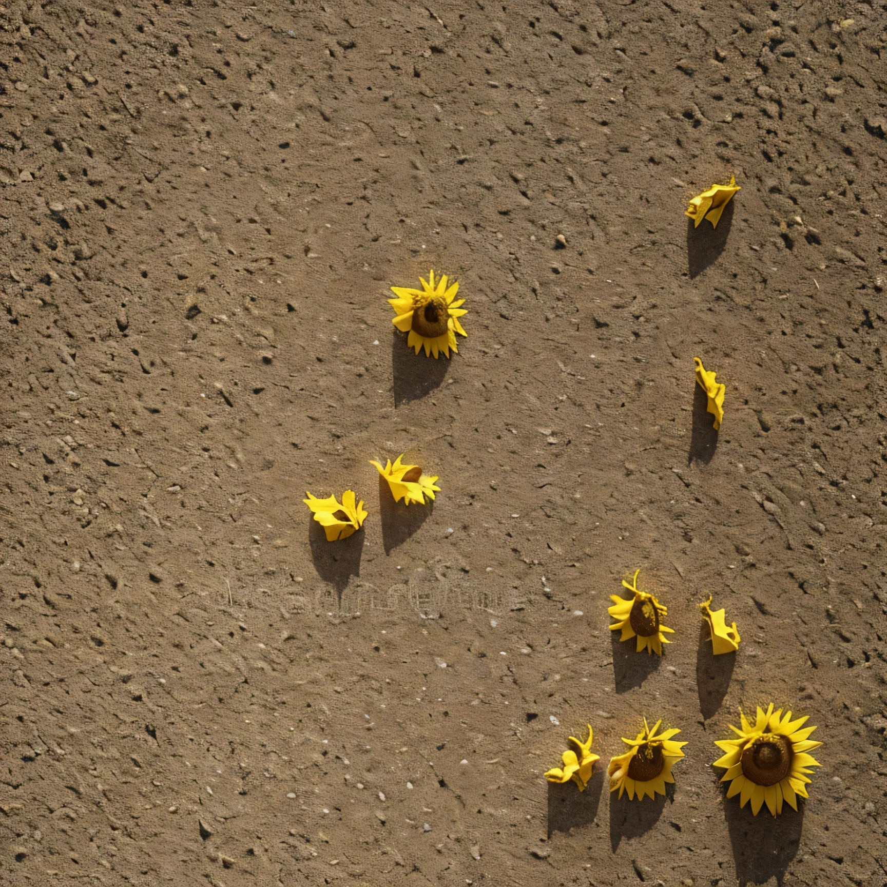 Sunflower petals,on stone ground。look down,actual,HD,everyday,best quality,精緻actual,natural texture,microcosmic