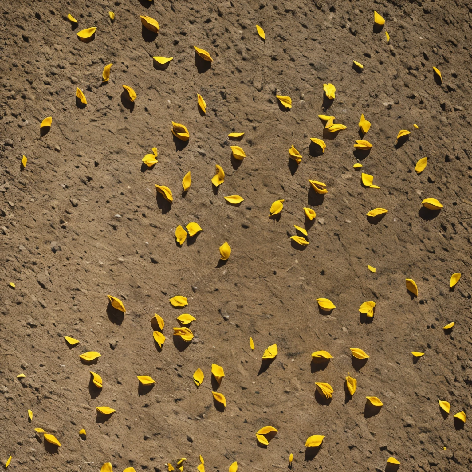 Sunflower petals,on stone ground。looking down,Realistic,HD,daily,best quality,精緻Realistic,natural texture,microscopic