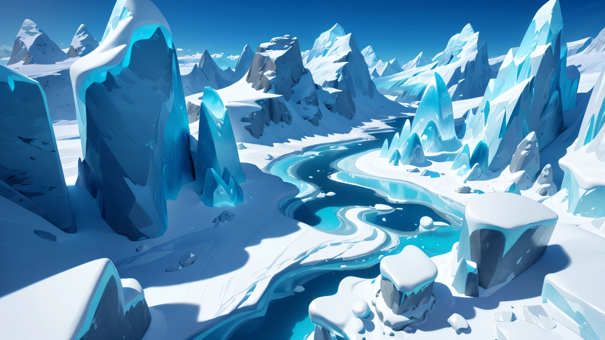 here is a very large iceberg with a lot of ice on it, icey tundra background, pillars of ice background, ice mountains in the background, icy landscape, icy mountains, surreal frozen landscape, ice mountains afar, cave background, vast ice dungeon, background art, mobile game background, ice shards, frostbite 3 rendered, icy mountains in the background