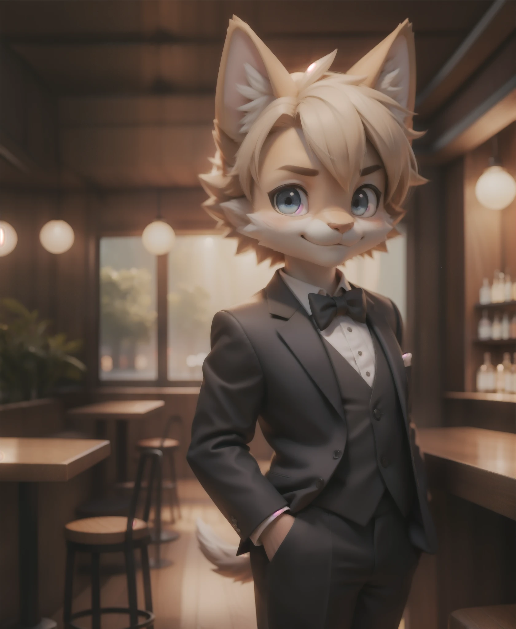 1boy,boy,solo,furry,kemono,pupils,bright_pupils,a tail,suit,formal_dress,bar,