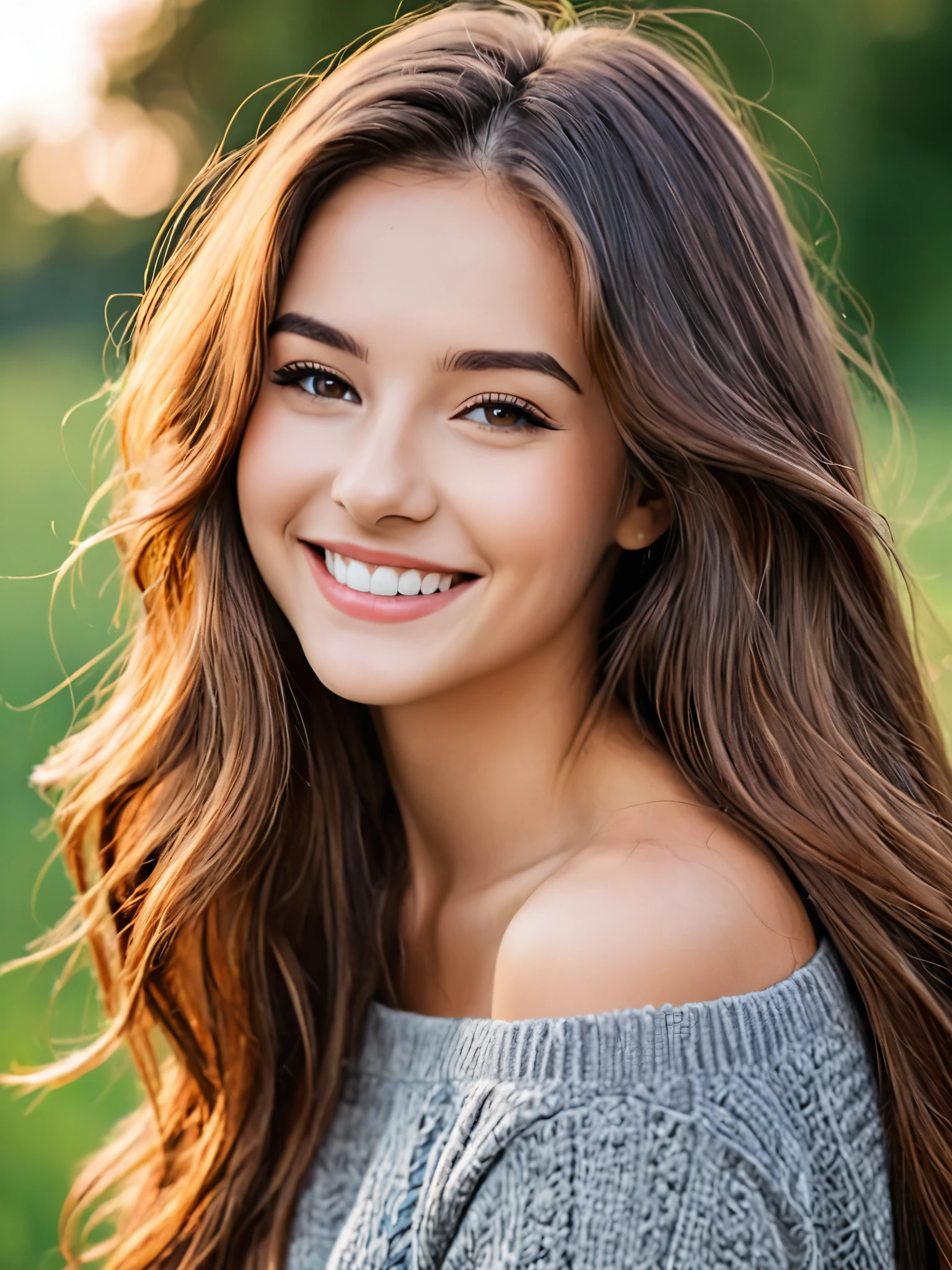 a beautiful girl,long hair smile 
