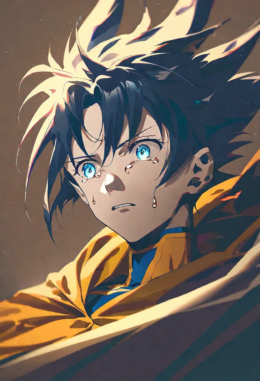 by fajyobore, Goku Dragon ball, upper body, portrait, sad, tears