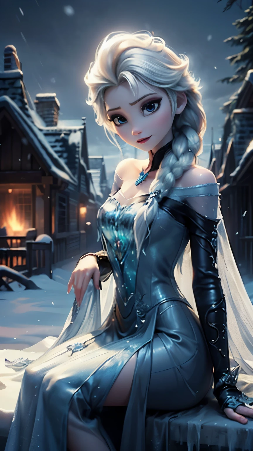 8k，high quality，scenery，mid shot，Beautiful goddess of ice and snow, sitting，leaning back，sexy posture，Snow white and smooth skin，exquisite and beautiful face，slender body，huge breasts，long legedium hipbone，Ice mage, ice element, Summon Ice Spell, cast ice spell，see through dress，tight one-piece skirt，Intricate design and details, weird mist, cold, Blizzard storm,, Realistic ice effects, Snow grains, fantasy art style, Ice Castle，dramatic lighting,