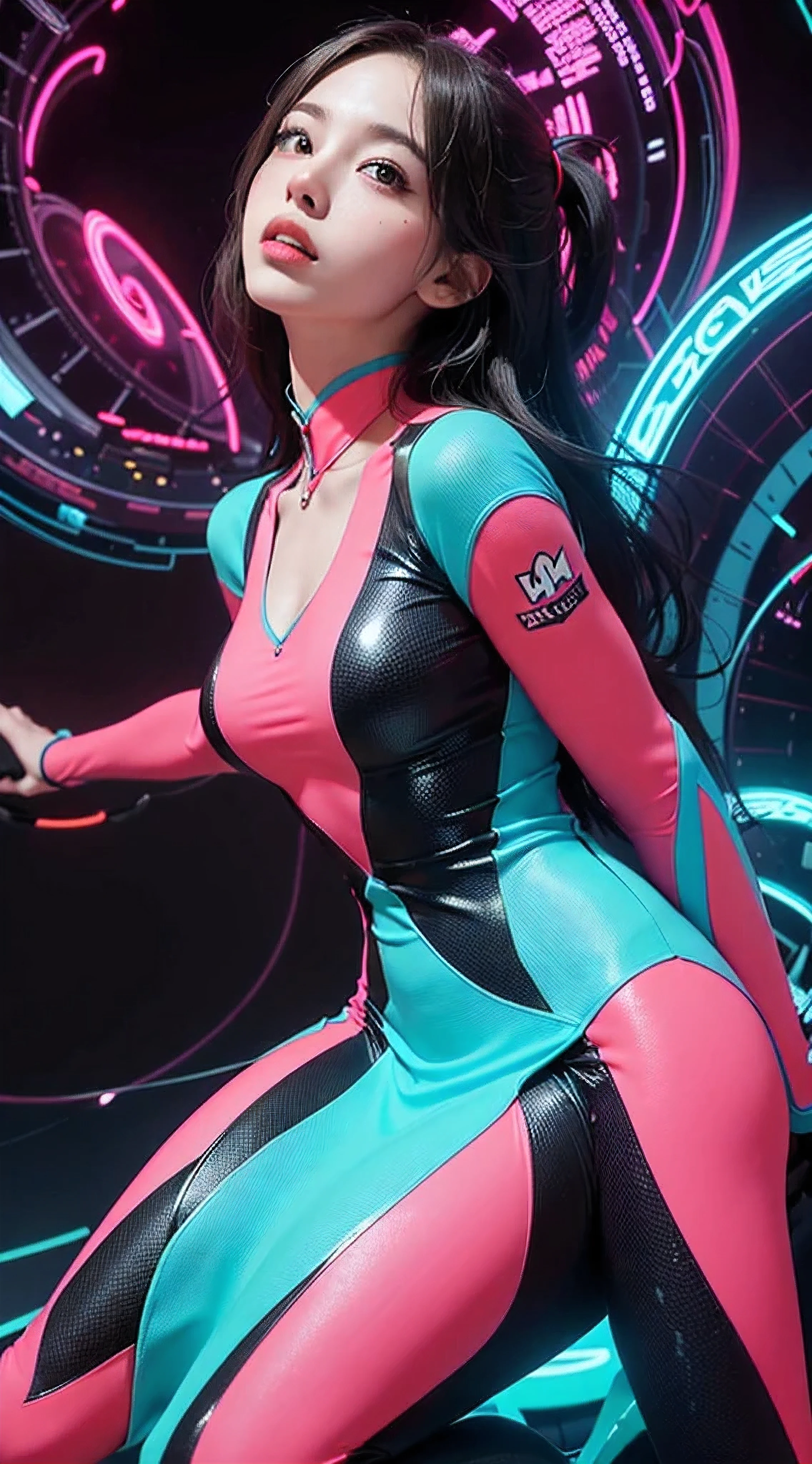 (masutepiece, of the highest quality, Best Quality, Official art, Beautiful and aesthetic:1.2), (1girl in:1.3), Extremely detailed,(Fractal Art:1.2),Colorful,highest details,( Zentangle Neon:1.2), (Dynamic Pose), (Abstract background neon:1.5), (Congressional Dresses:1.2), (Shiny skin), (Many colors:1.4), Upper body ,neons,16 K,Full-HD