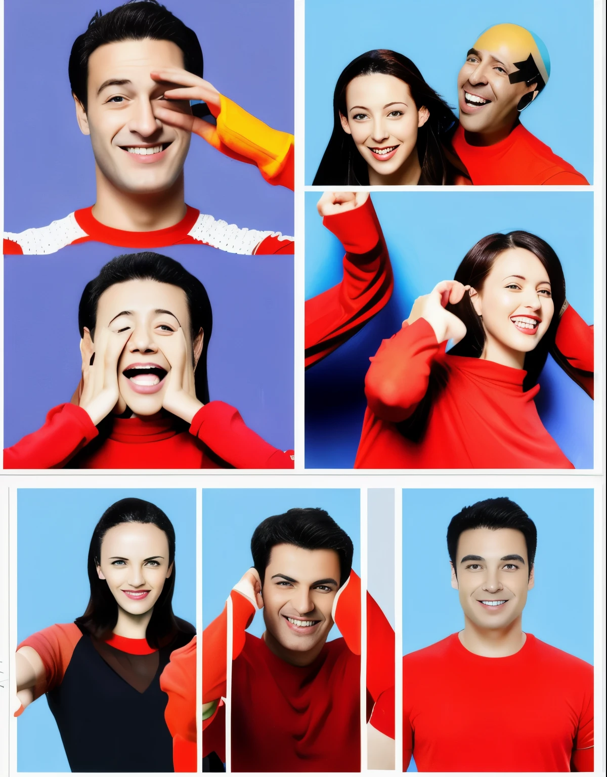 arafed collage of a man and woman posing for a picture, photo collage, head and shoulders photography, collage, advertising photo, snapshot, portait photo profile picture, photo portrait, happy expressions, solid background, stock photograph, promotional images, 1614572159, photoshop collage, photo product, stock photography, photocollage