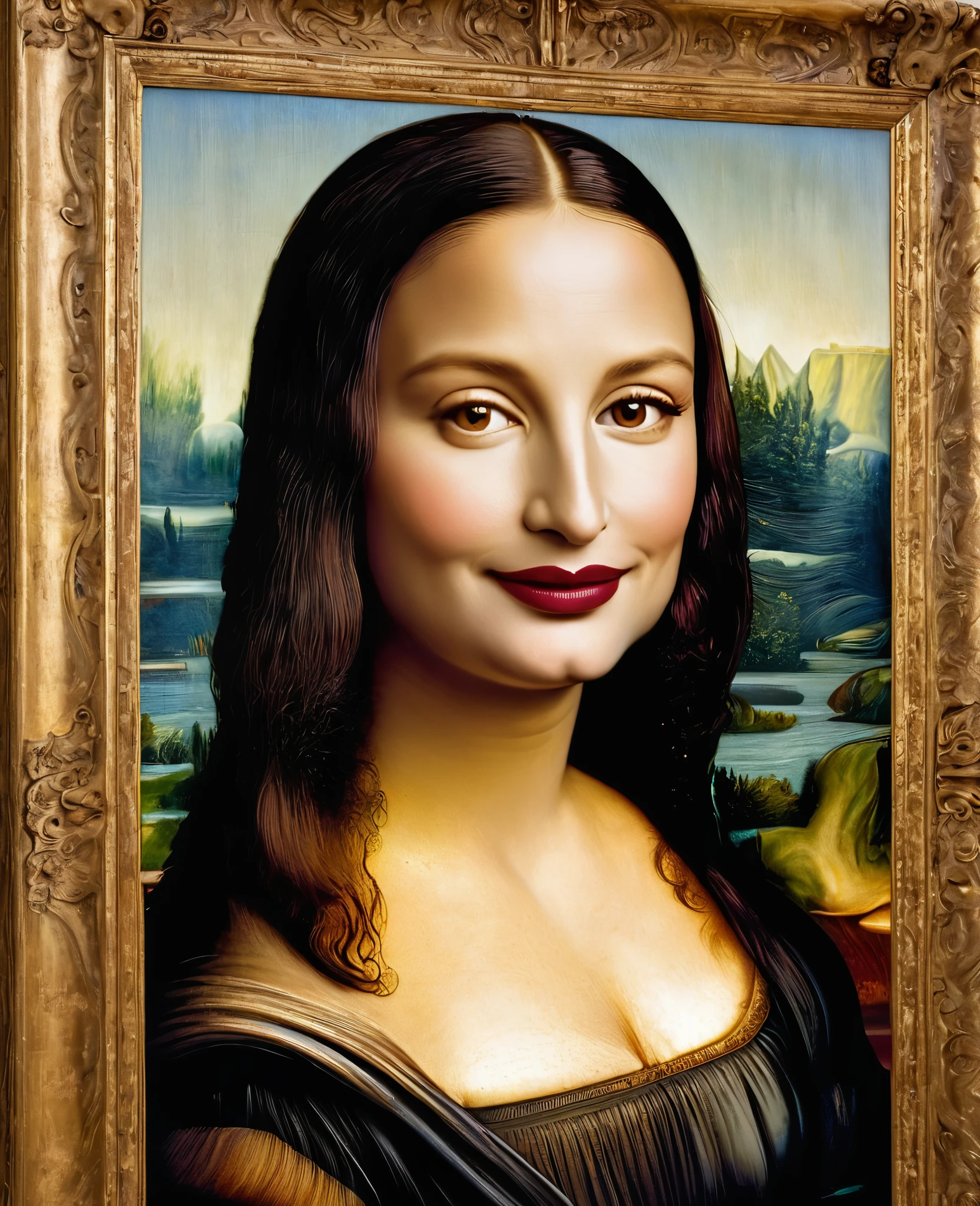 Portrait of famous Mona Lisa but with Julia Roberts lips